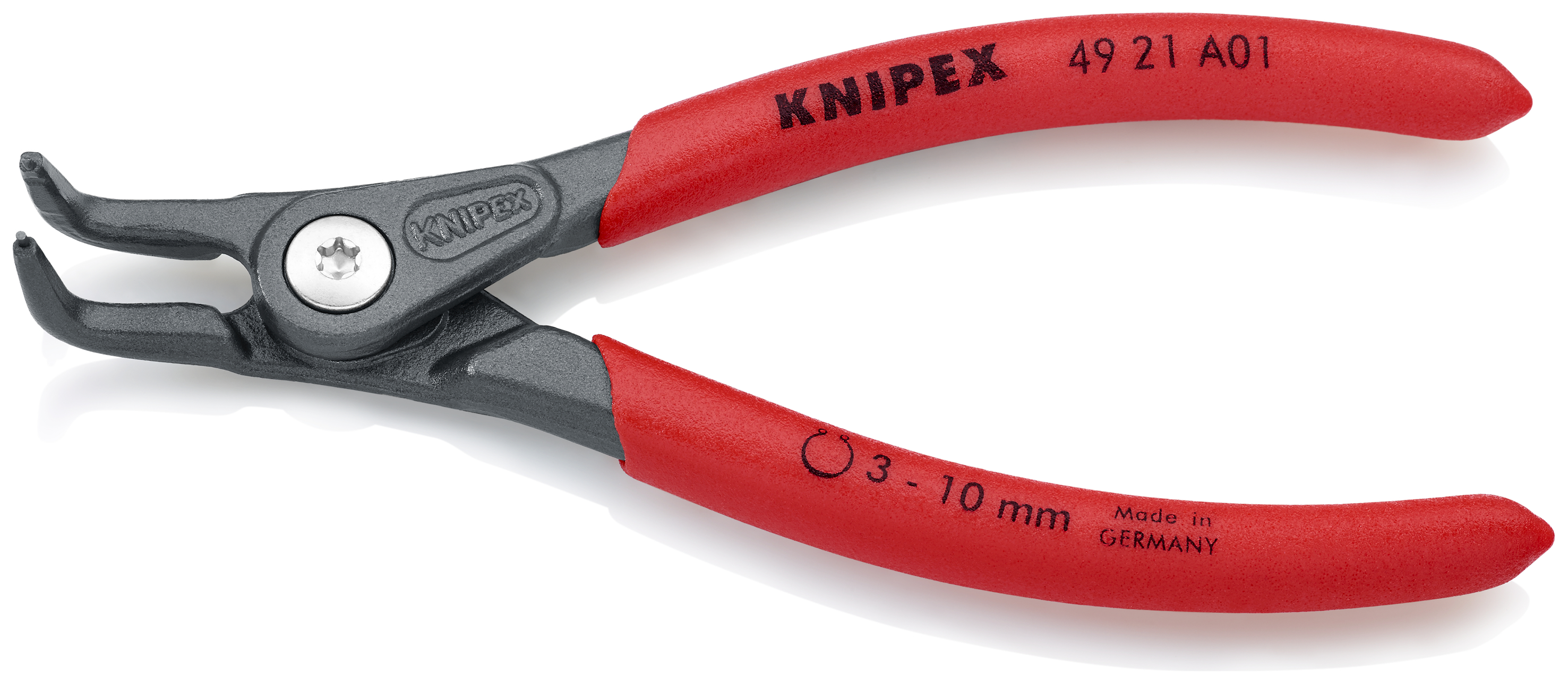 KNIPEX 49 21 A01 Precision Circlip Pliers for external circlips on shafts 130 mm grey atramentized with non-slip plastic coating