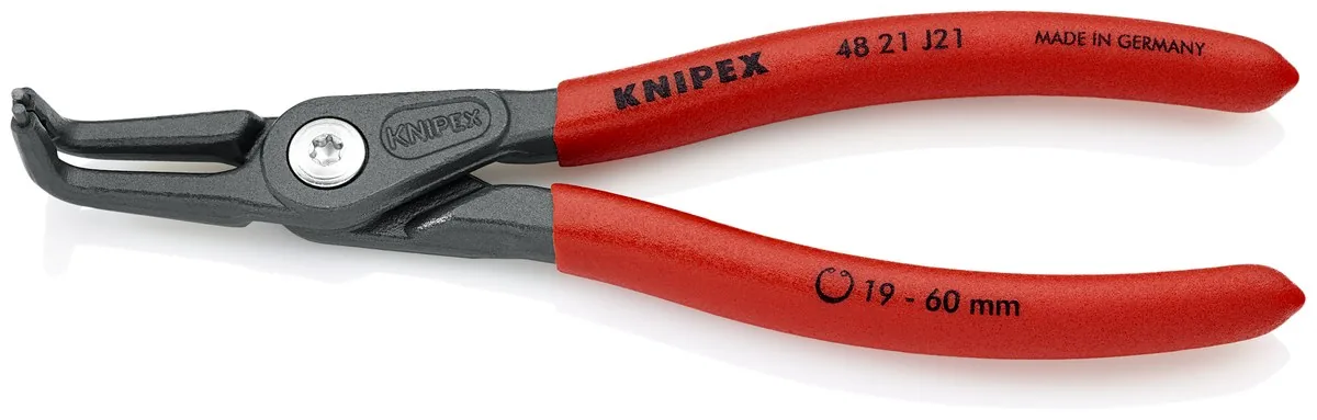 KNIPEX 49 21 A21 Precision Circlip Pliers for external circlips on shafts 165 mm grey atramentized with non-slip plastic coating thumbnail 2
