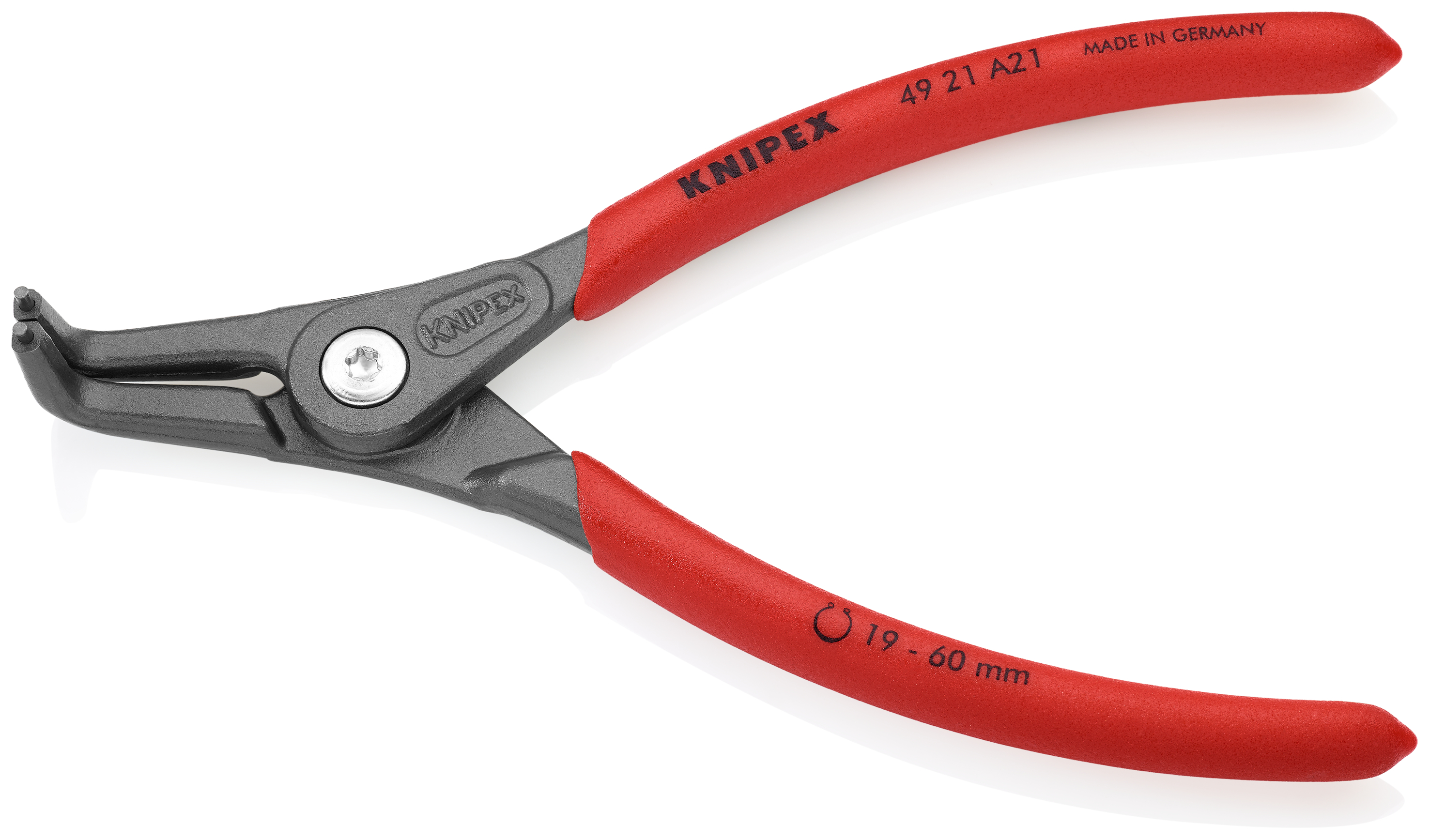 KNIPEX 49 21 A21 SB Precision Circlip Pliers for external circlips on shafts 165 mm grey atramentized with non-slip plastic coating thumbnail 3