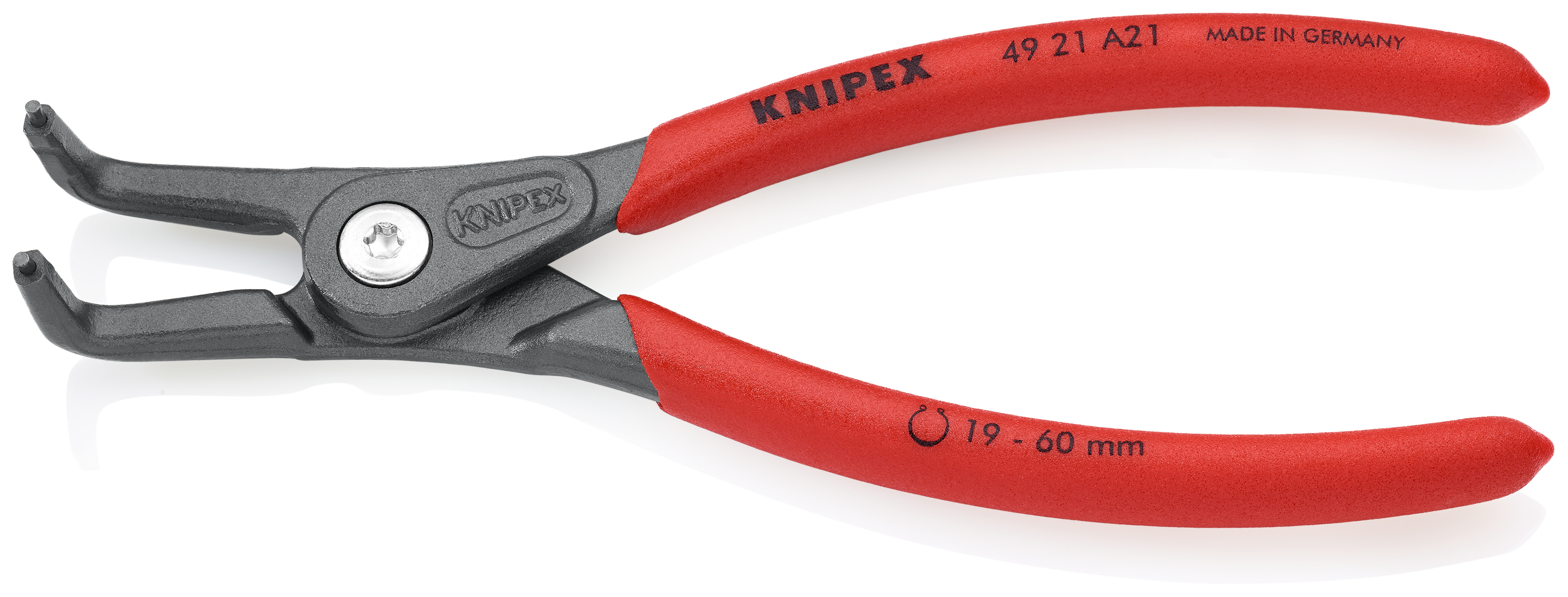 KNIPEX 49 21 A21 SB Precision Circlip Pliers for external circlips on shafts 165 mm grey atramentized with non-slip plastic coating