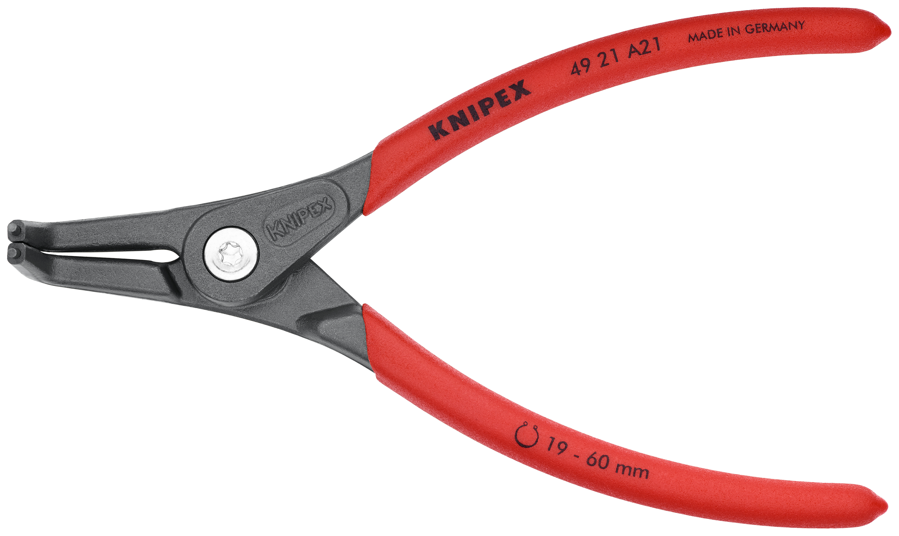 KNIPEX 49 21 A21 SB Precision Circlip Pliers for external circlips on shafts 165 mm grey atramentized with non-slip plastic coating thumbnail 5