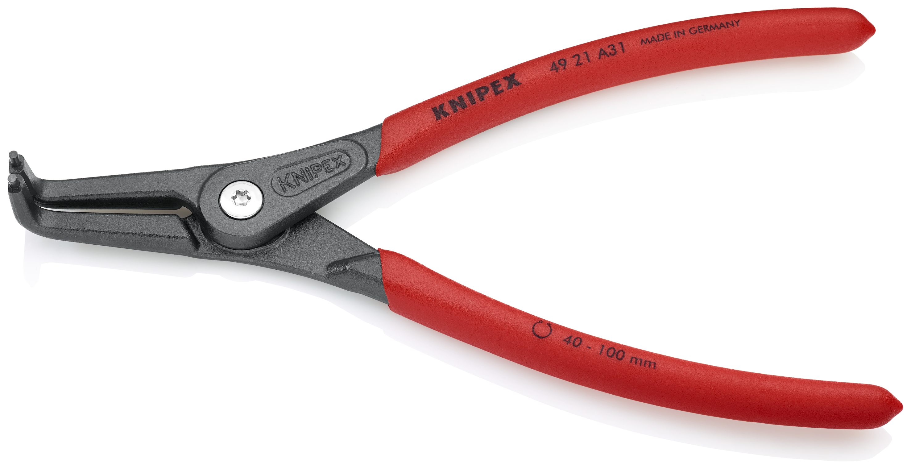 KNIPEX 49 21 A31 SB Precision Circlip Pliers for external circlips on shafts 210 mm grey atramentized with non-slip plastic coating thumbnail 2