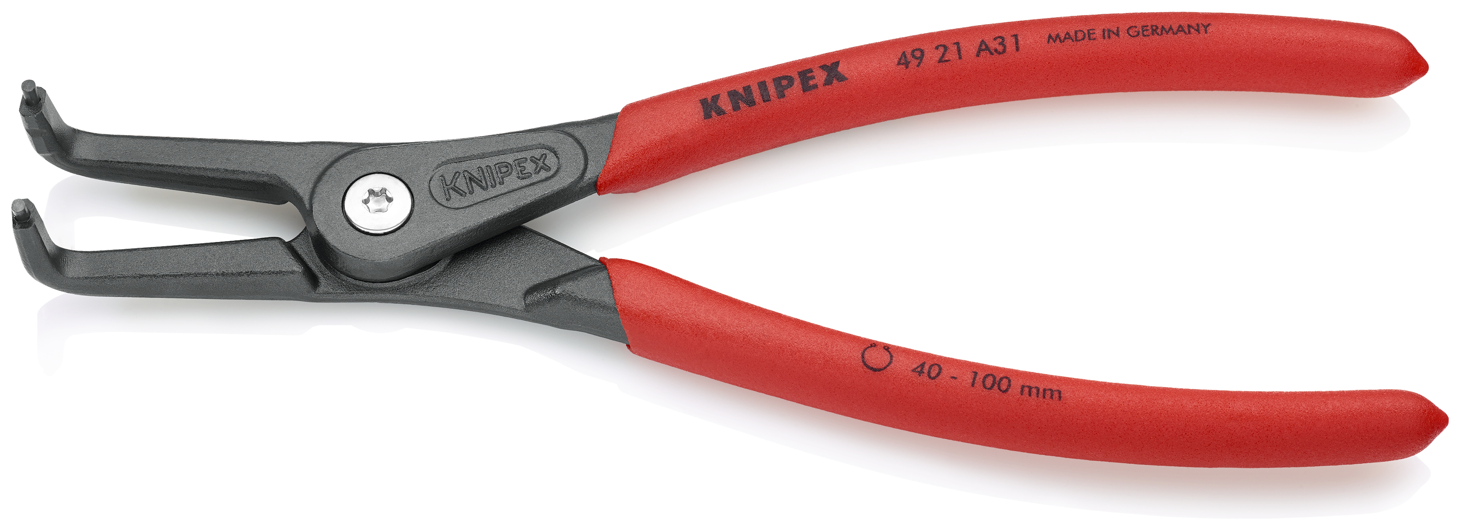 KNIPEX 49 21 A31 SB Precision Circlip Pliers for external circlips on shafts 210 mm grey atramentized with non-slip plastic coating