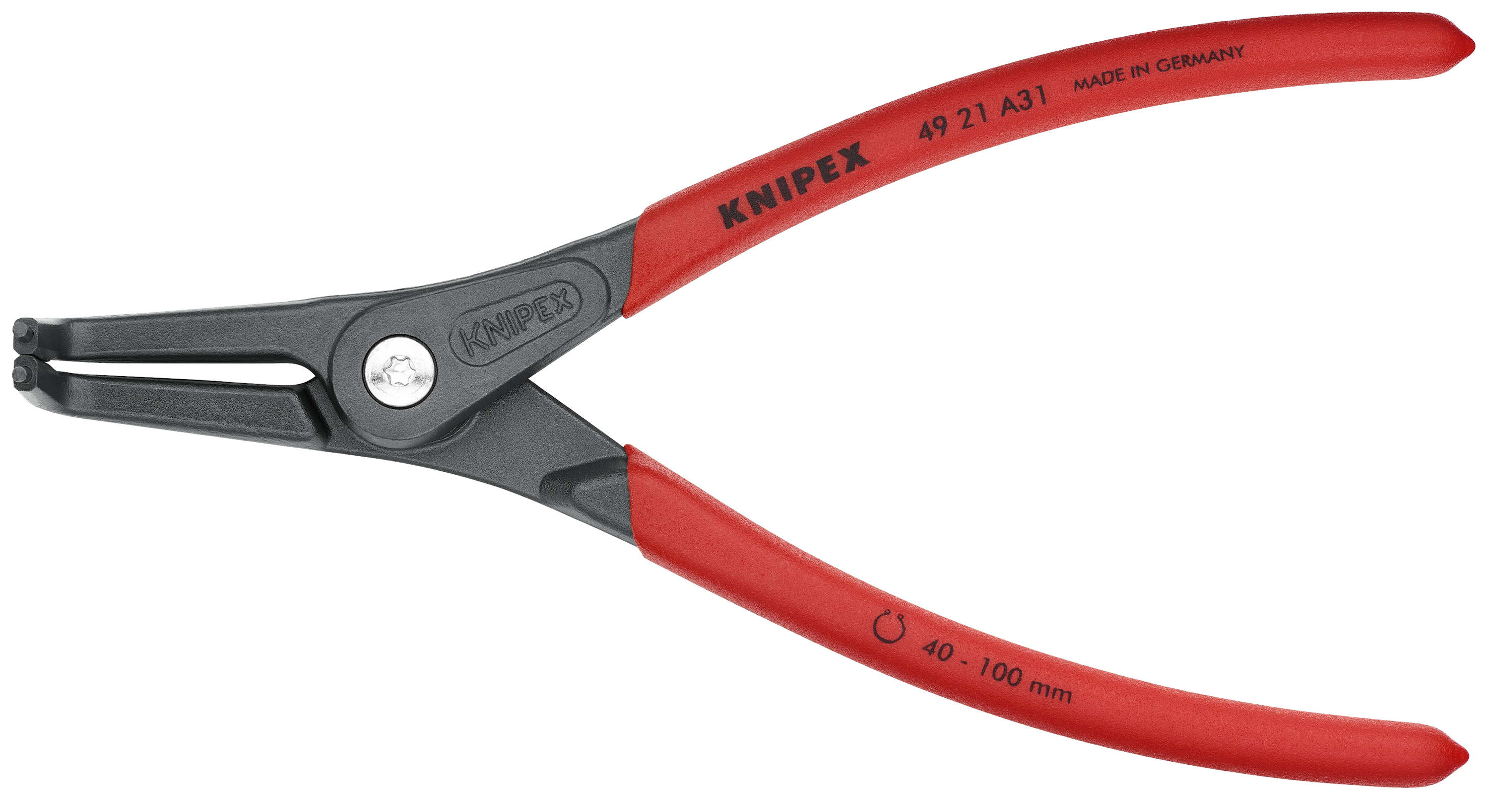 KNIPEX 49 21 A31 SB Precision Circlip Pliers for external circlips on shafts 210 mm grey atramentized with non-slip plastic coating thumbnail 3