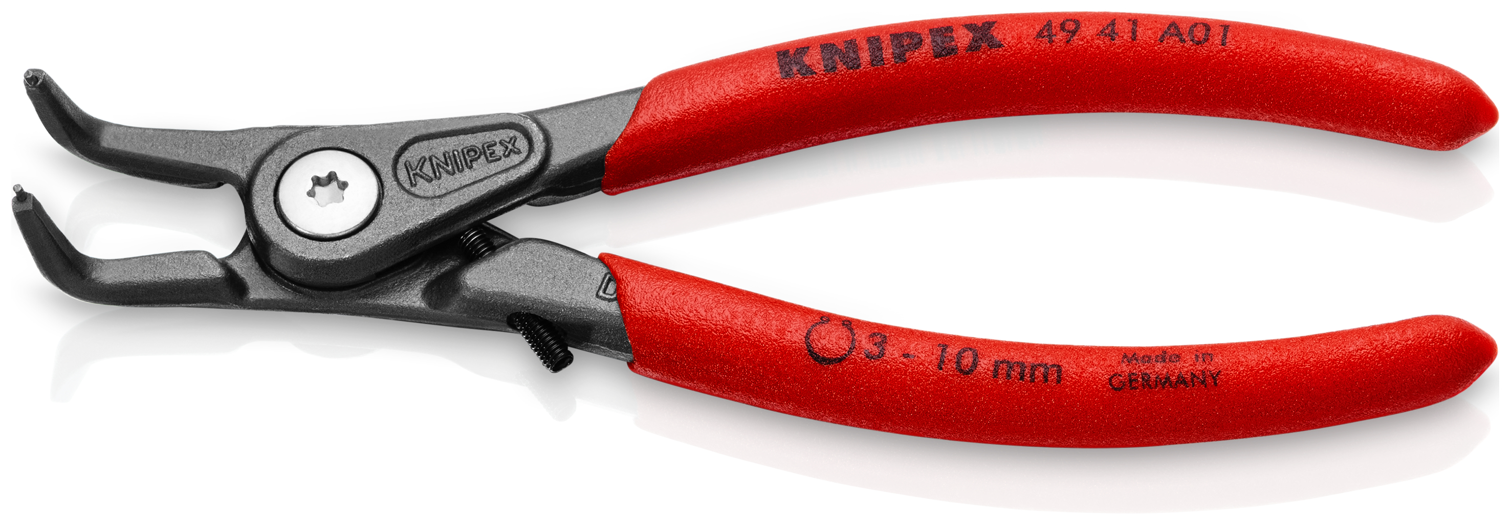 KNIPEX 49 41 A01 Precision Circlip Pliers for external circlips on shafts 130 mm grey atramentized with non-slip plastic coating thumbnail 2
