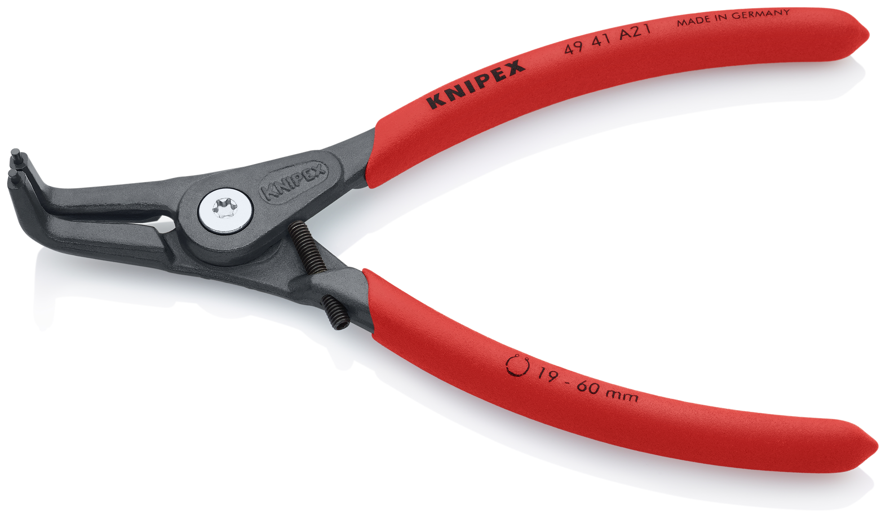 KNIPEX 49 41 A21 Precision Circlip Pliers for external circlips on shafts 165 mm grey atramentized with non-slip plastic coating