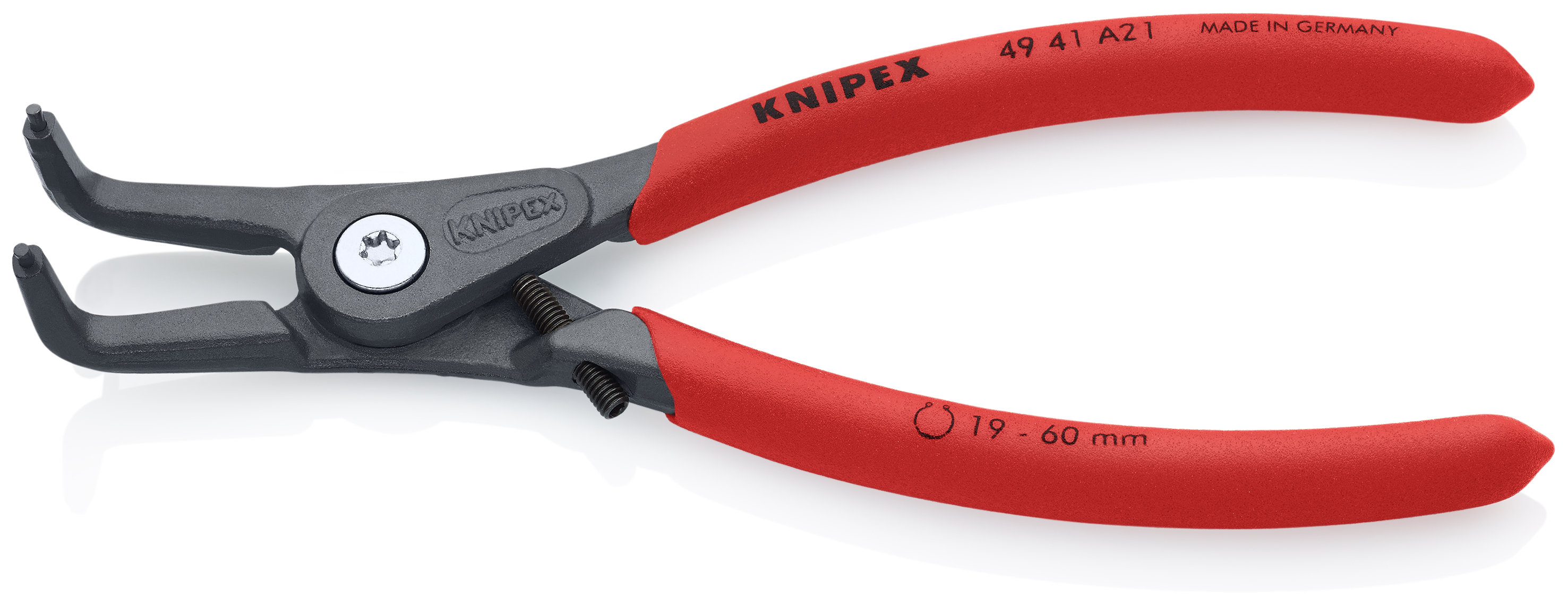 KNIPEX 49 41 A21 Precision Circlip Pliers for external circlips on shafts 165 mm grey atramentized with non-slip plastic coating thumbnail 2