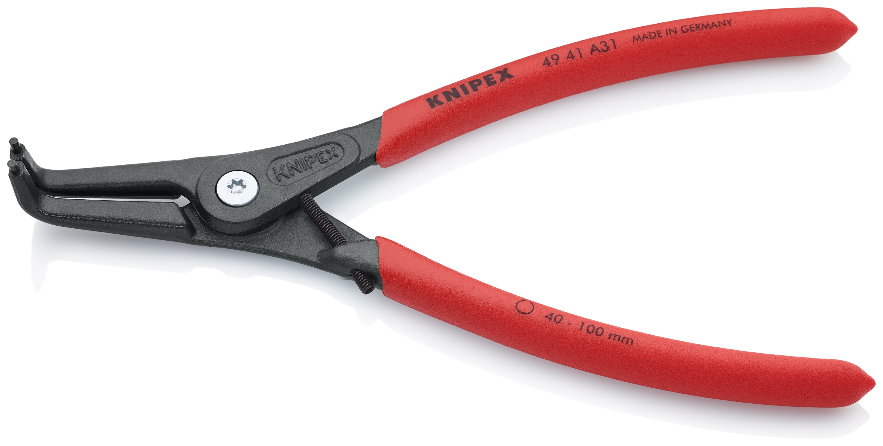 KNIPEX 49 41 A31 Precision Circlip Pliers for external circlips on shafts 210 mm grey atramentized with non-slip plastic coating