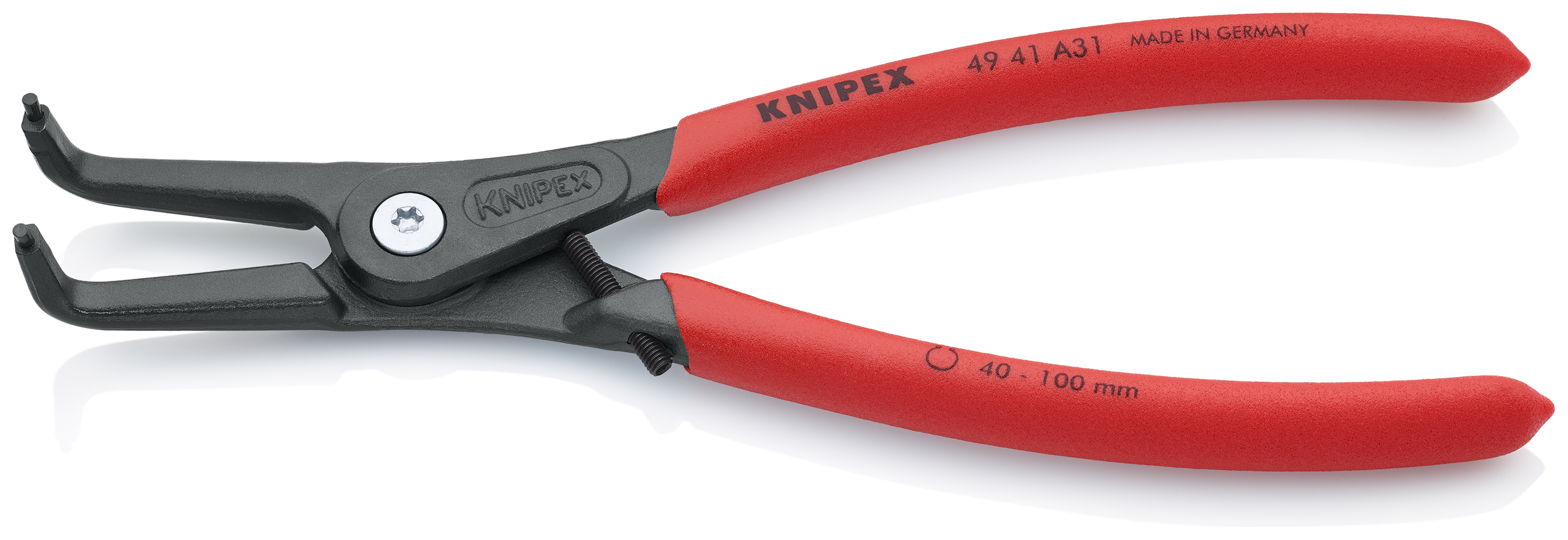 KNIPEX 49 41 A31 Precision Circlip Pliers for external circlips on shafts 210 mm grey atramentized with non-slip plastic coating thumbnail 2