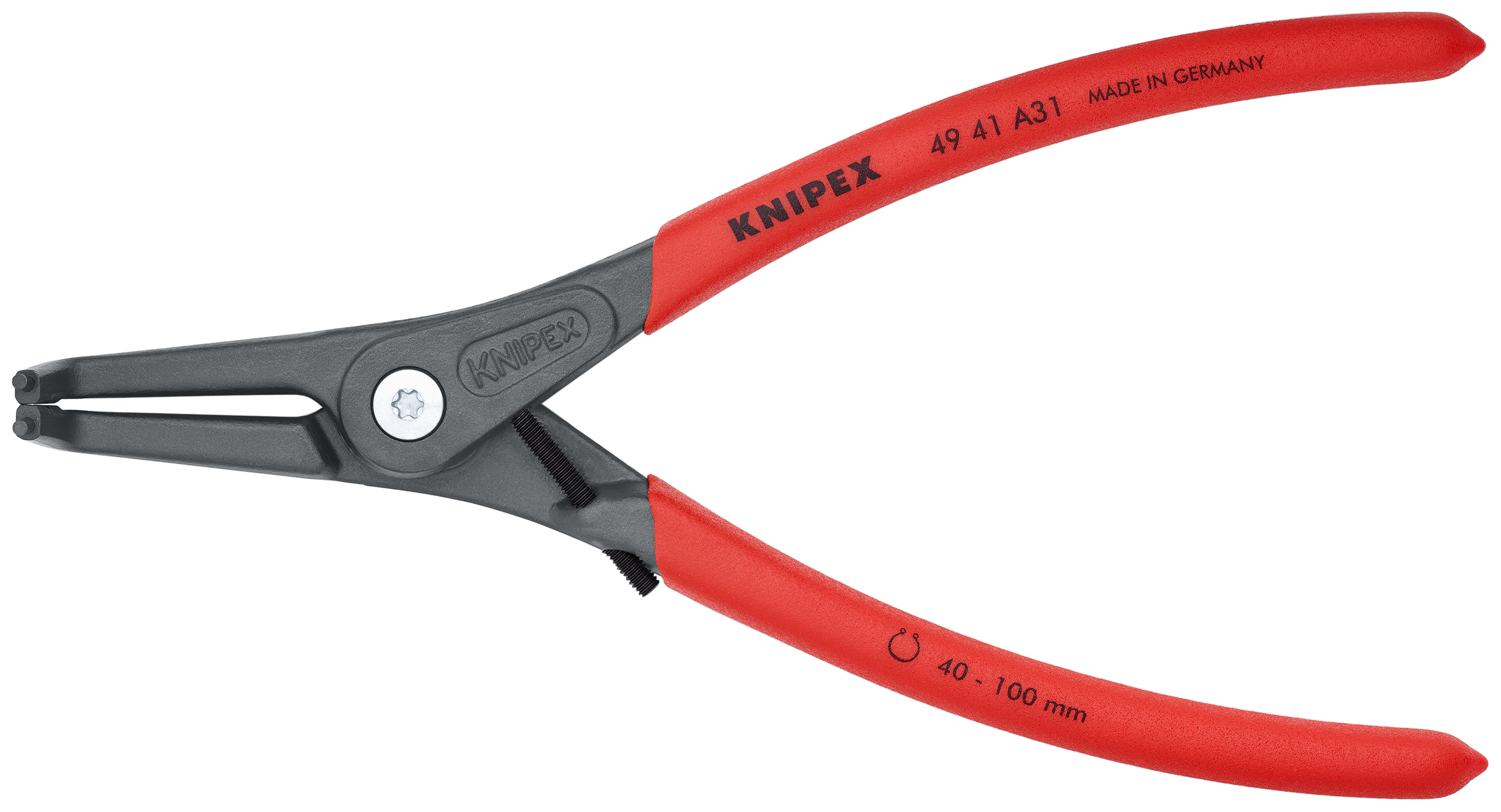 KNIPEX 49 41 A31 Precision Circlip Pliers for external circlips on shafts 210 mm grey atramentized with non-slip plastic coating thumbnail 3