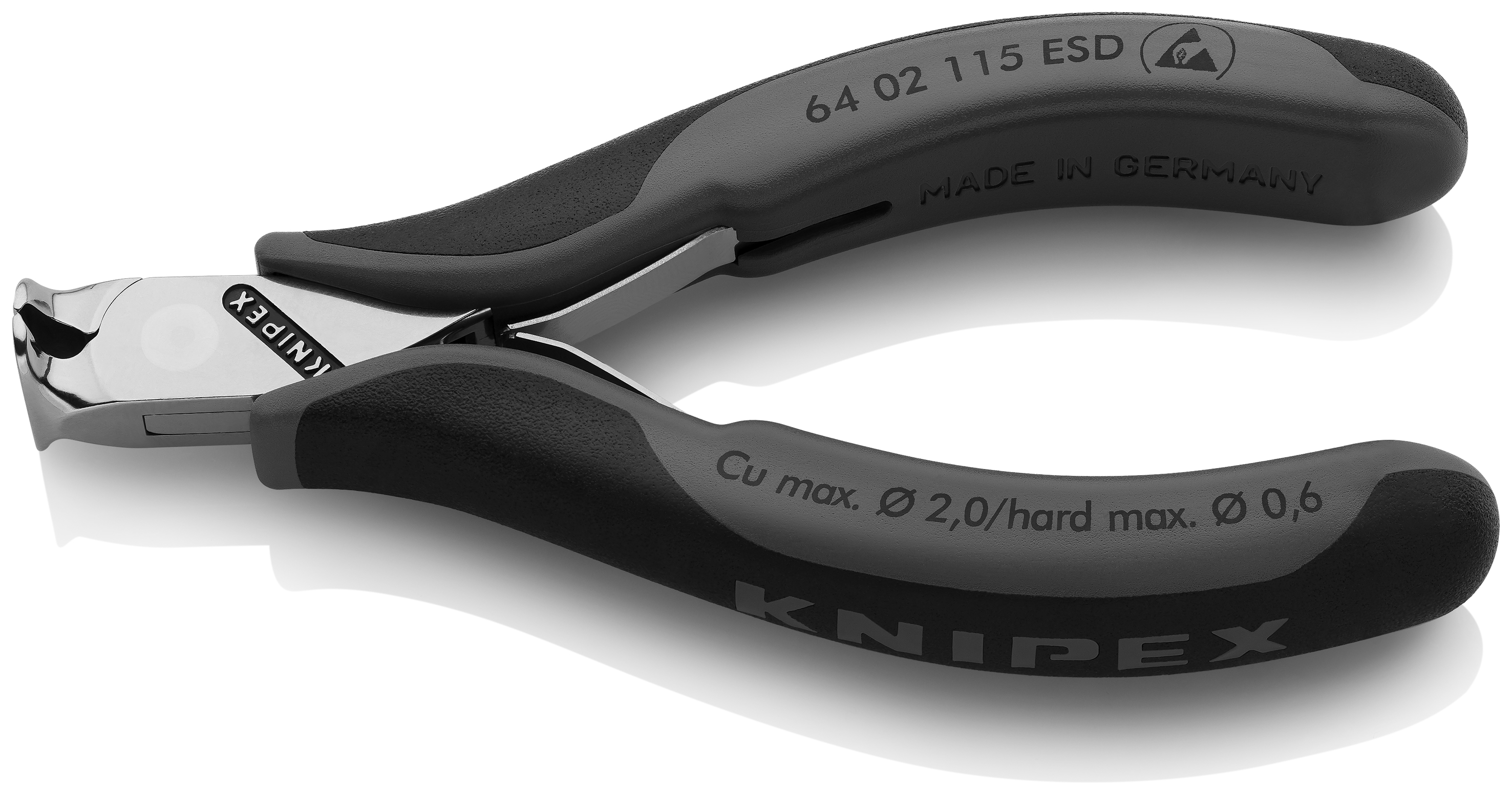 KNIPEX 64 02 115 ESD Electronics End Cutting Nippers ESD 115 mm with multi-component handles mirror polished
