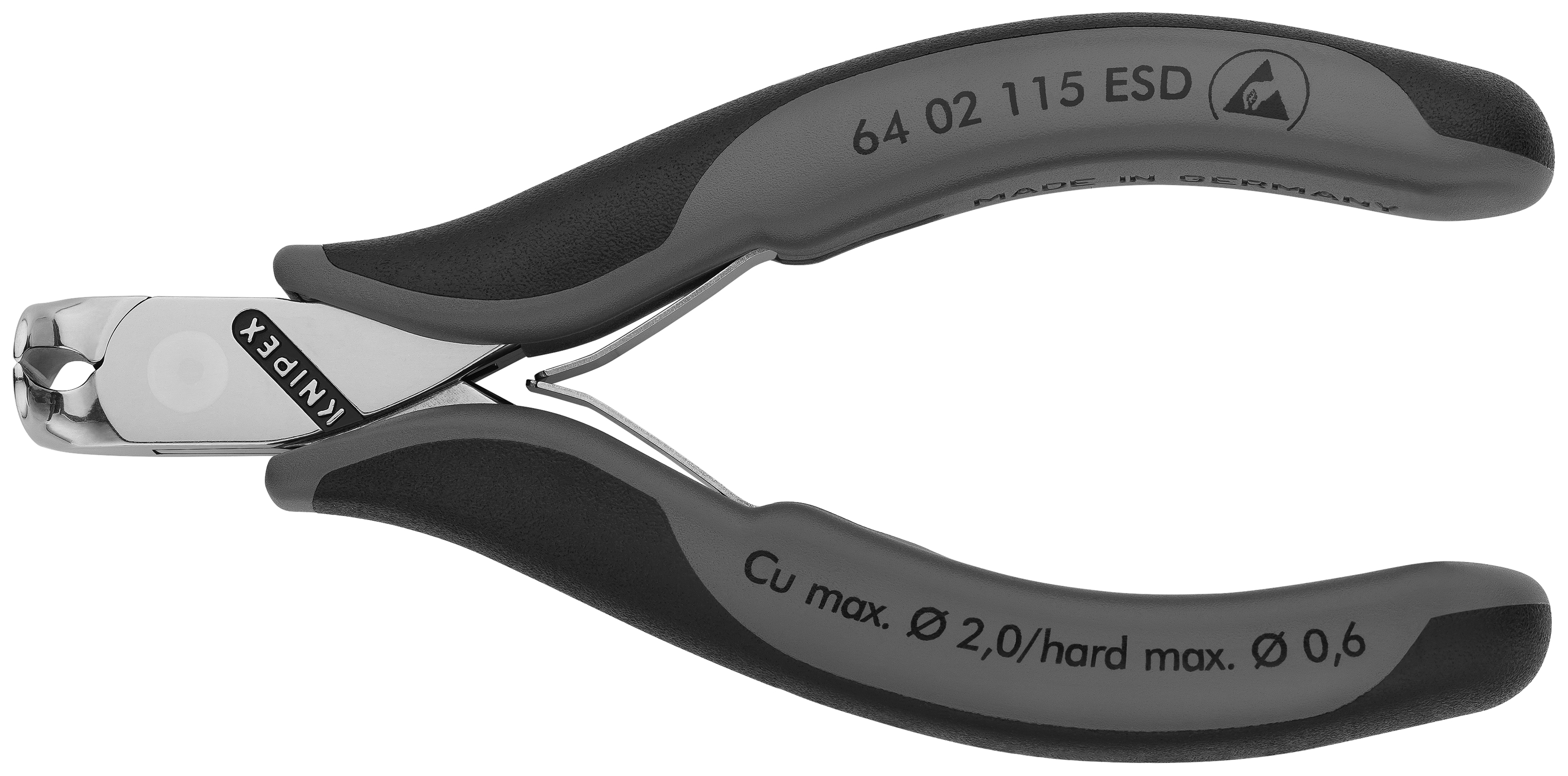 KNIPEX 64 02 115 ESD Electronics End Cutting Nippers ESD 115 mm with multi-component handles mirror polished thumbnail 4