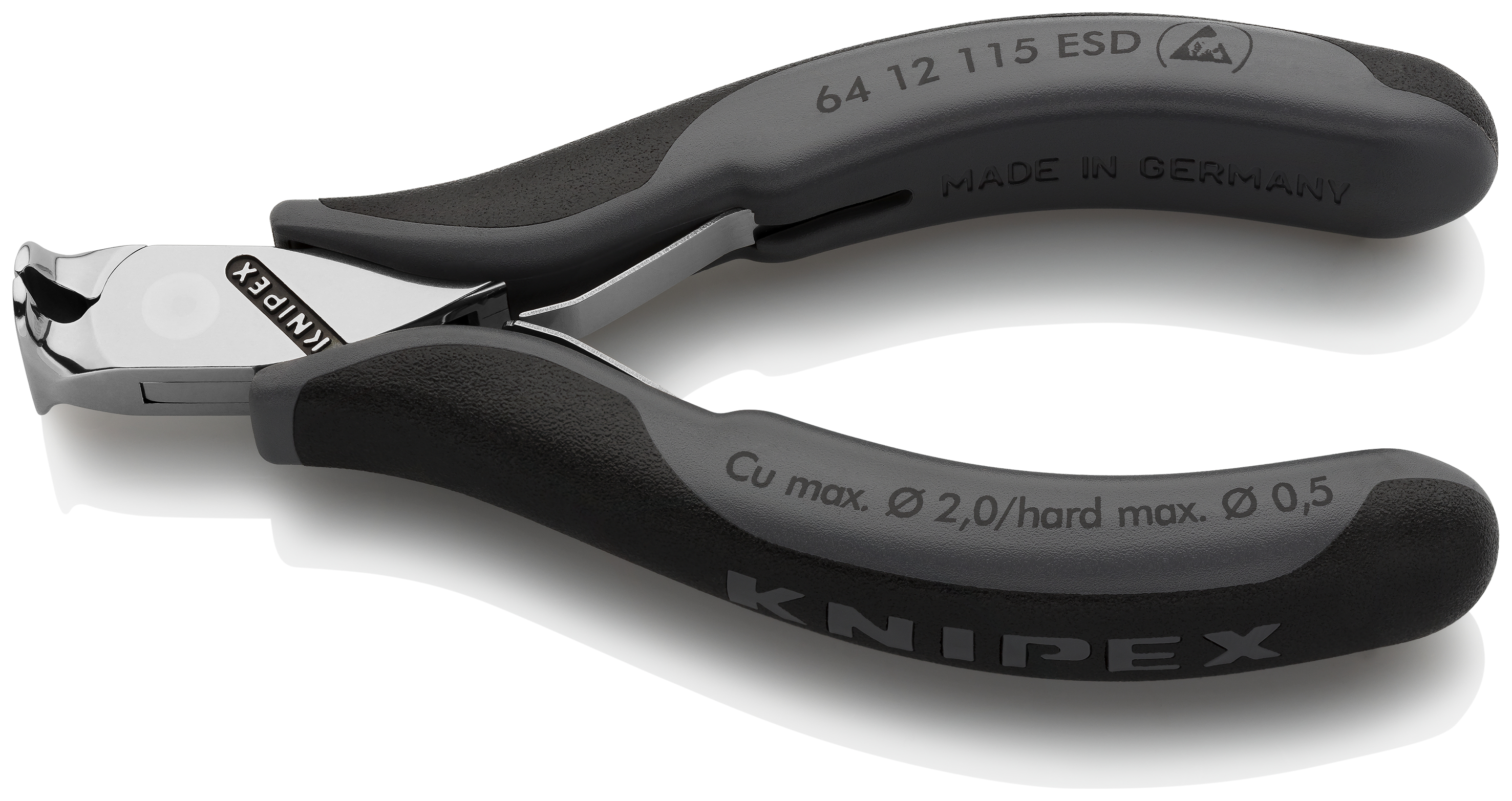 KNIPEX 64 12 115 ESD Electronics End Cutting Nippers ESD 115 mm with multi-component handles mirror polished