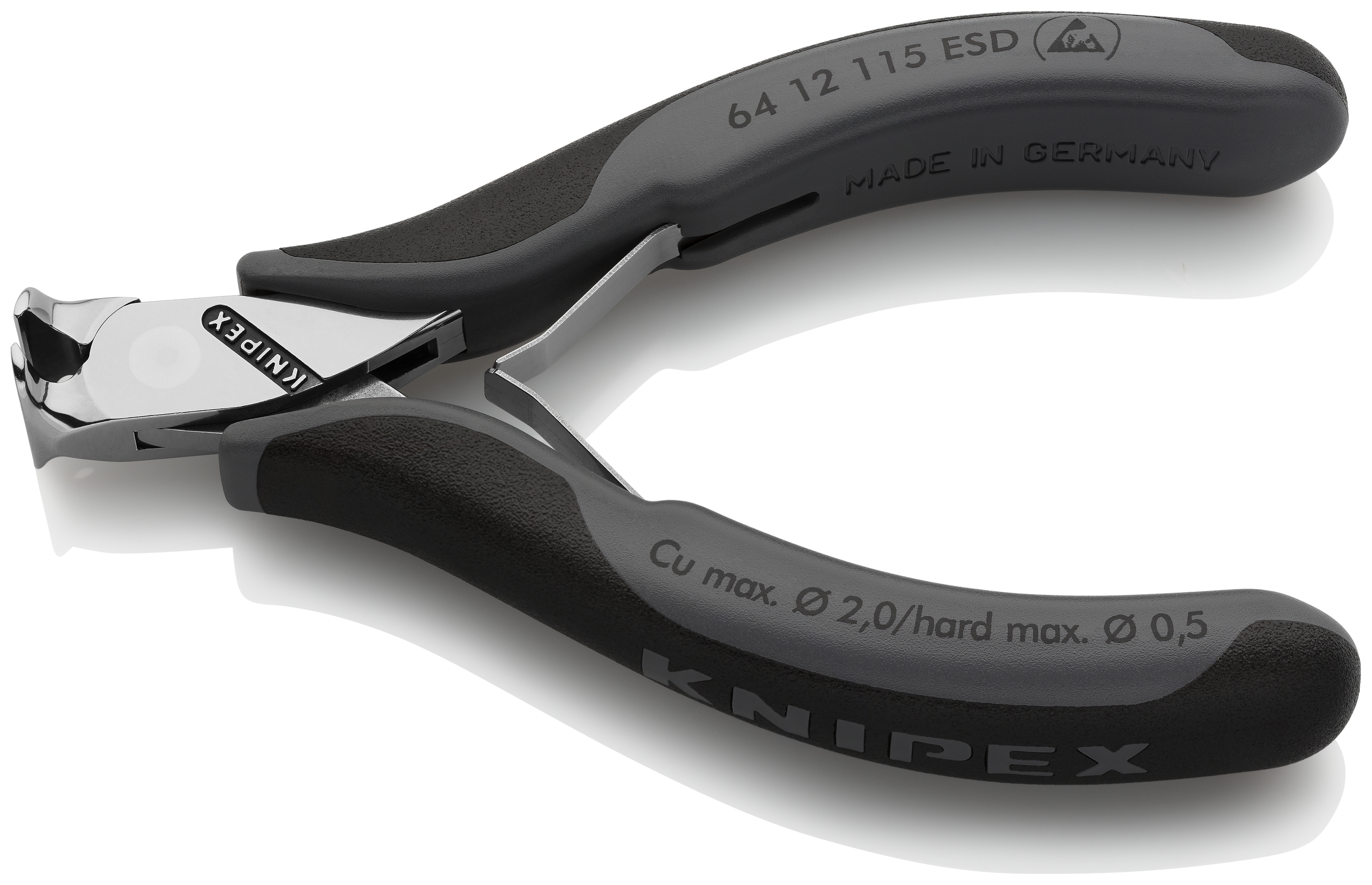 KNIPEX 64 12 115 ESD Electronics End Cutting Nippers ESD 115 mm with multi-component handles mirror polished thumbnail 3