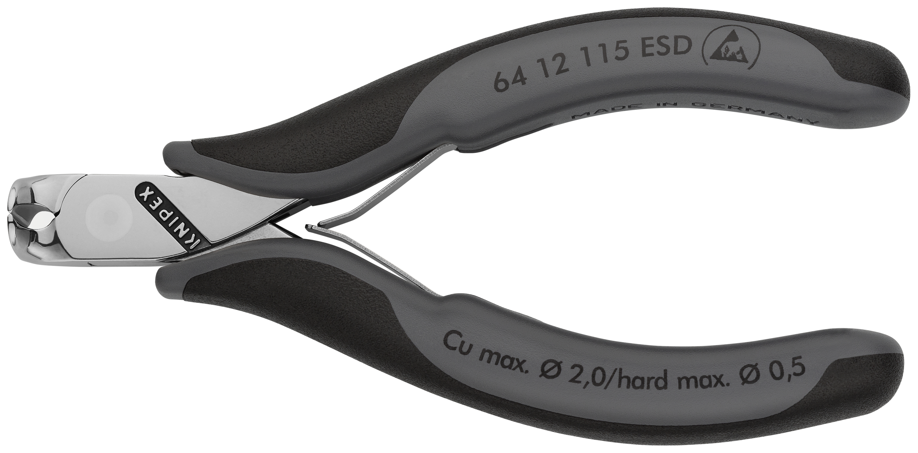 KNIPEX 64 12 115 ESD Electronics End Cutting Nippers ESD 115 mm with multi-component handles mirror polished thumbnail 4