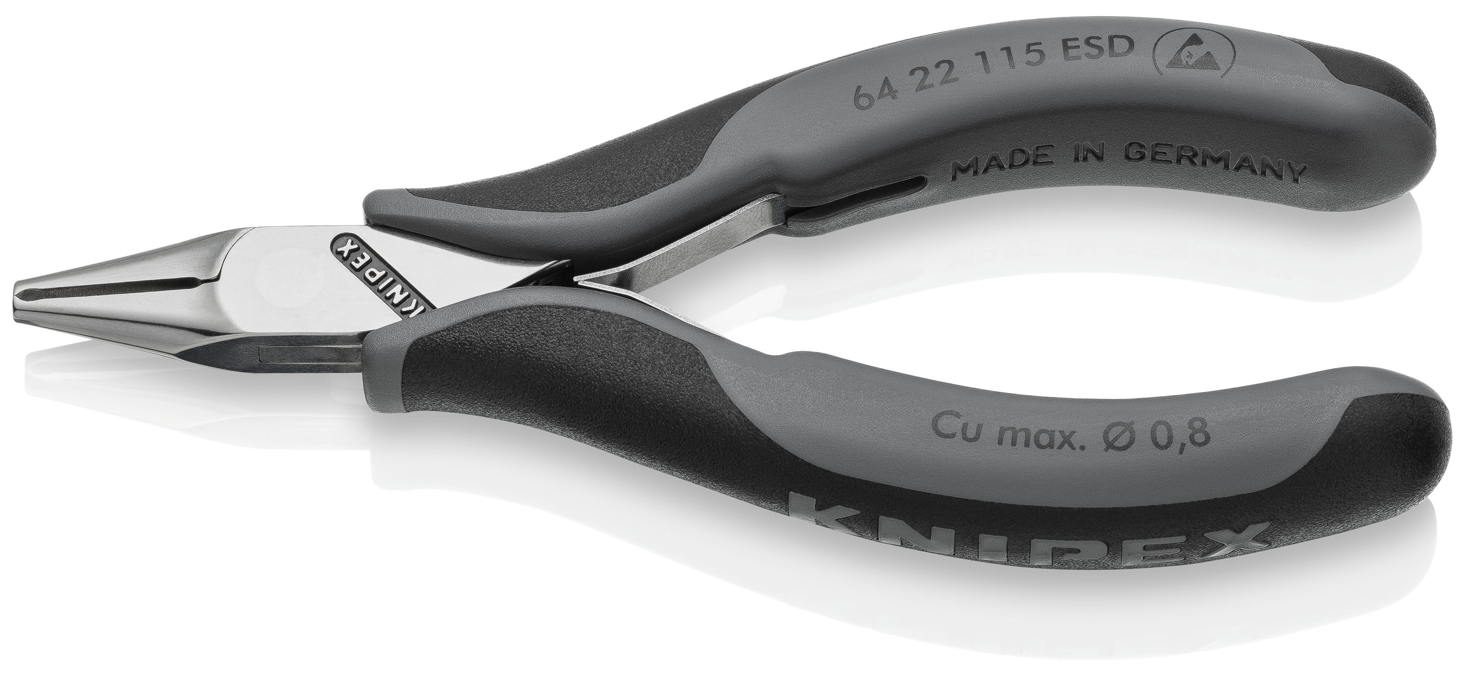 KNIPEX 64 22 115 ESD Electronics End Cutting Nippers ESD 115 mm with multi-component handles mirror polished