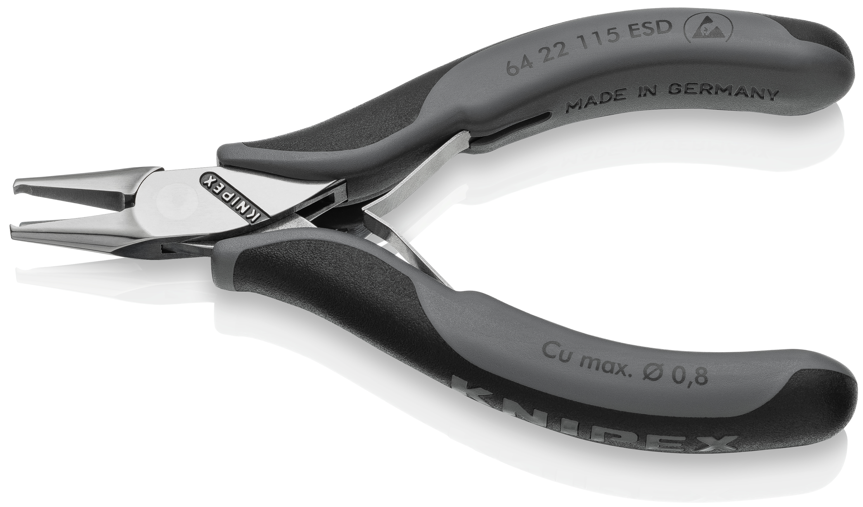 KNIPEX 64 22 115 ESD Electronics End Cutting Nippers ESD 115 mm with multi-component handles mirror polished thumbnail 3