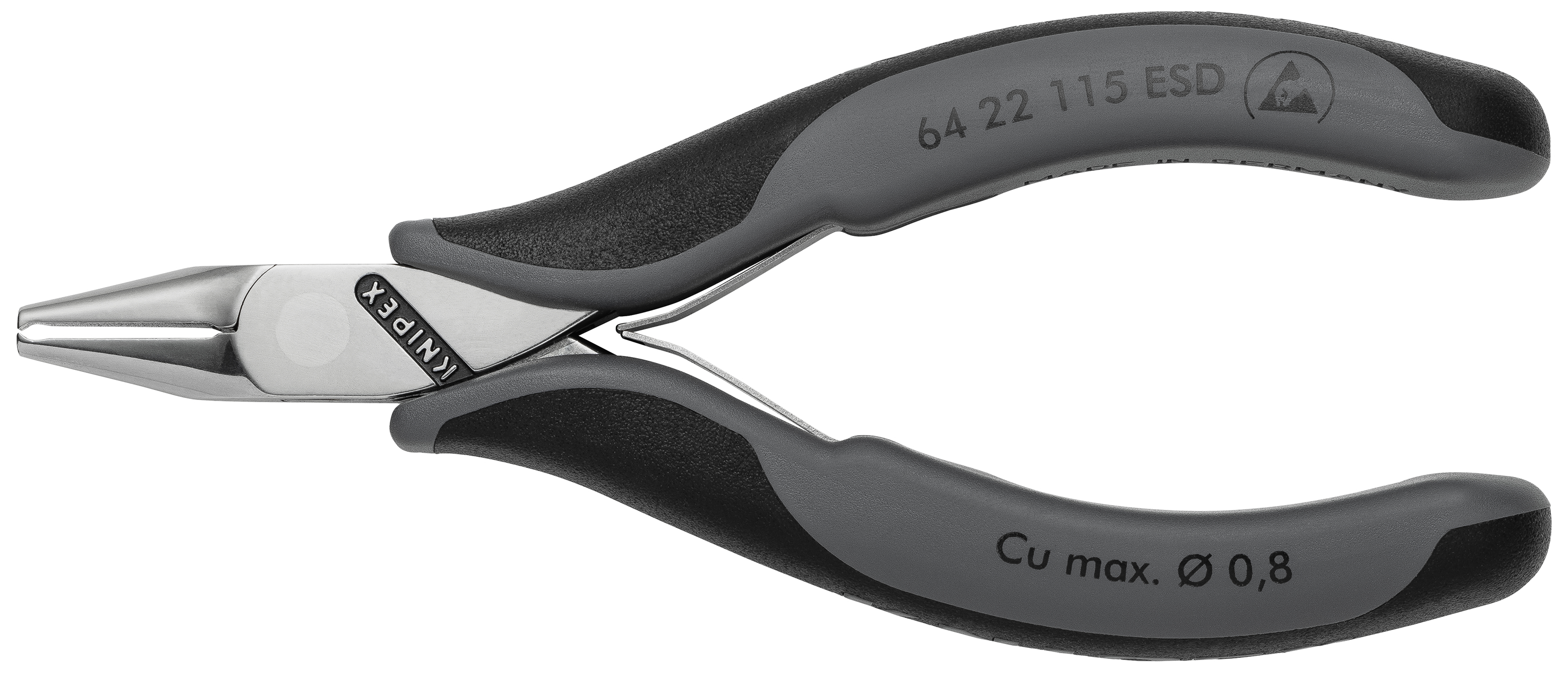 KNIPEX 64 22 115 ESD Electronics End Cutting Nippers ESD 115 mm with multi-component handles mirror polished thumbnail 4