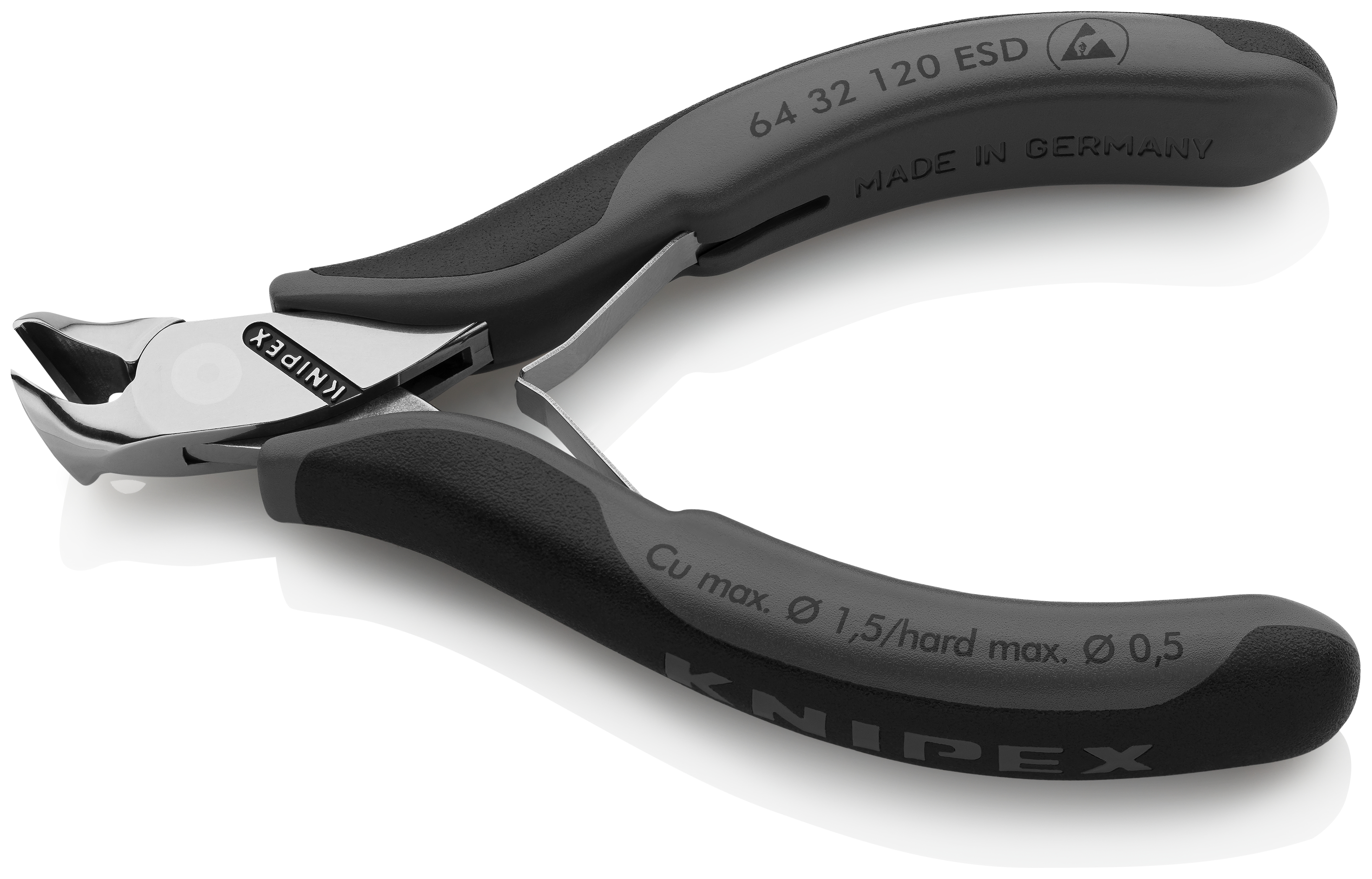 KNIPEX 64 32 120 ESD Electronics End Cutting Nippers ESD 120 mm with multi-component handles mirror polished thumbnail 2