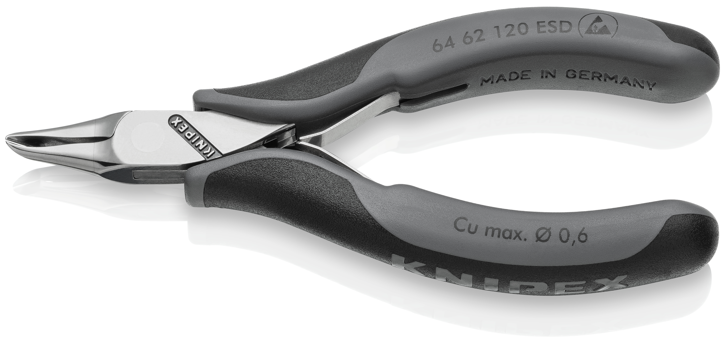 KNIPEX 64 62 120 ESD Electronics End Cutting Nippers ESD 120 mm with multi-component handles mirror polished