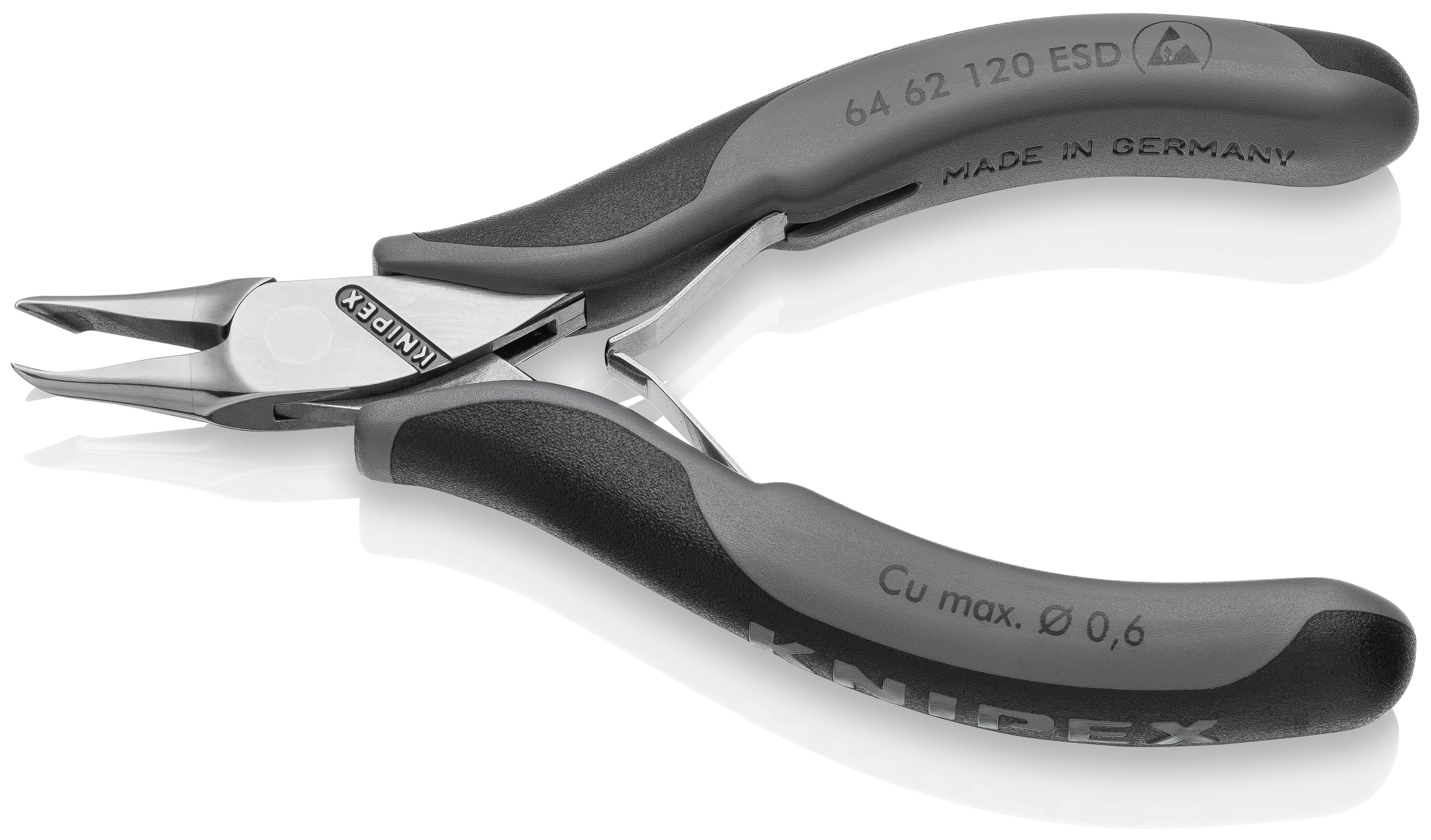 KNIPEX 64 62 120 ESD Electronics End Cutting Nippers ESD 120 mm with multi-component handles mirror polished thumbnail 2