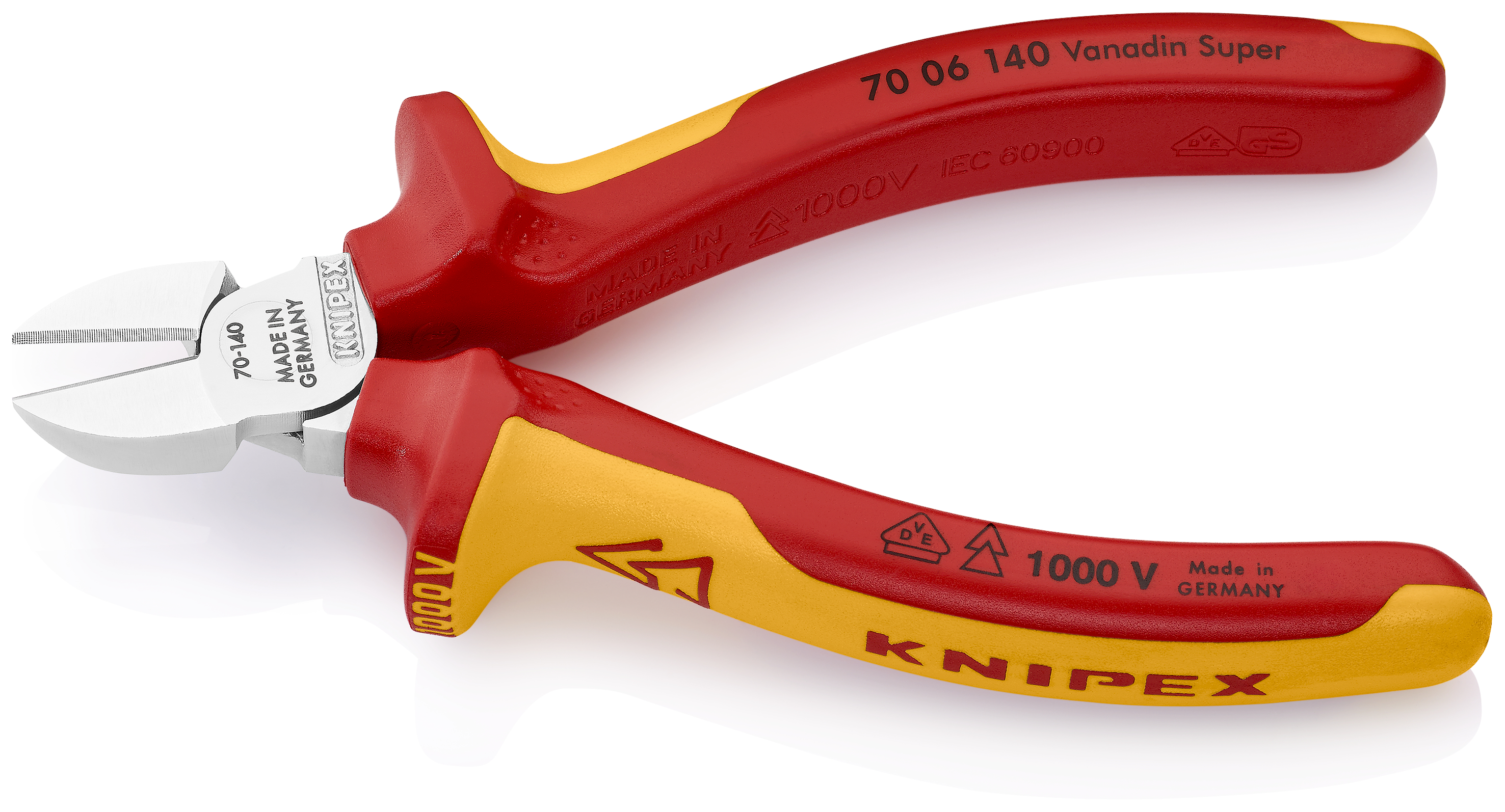 KNIPEX 70 06 140 SB Diagonal Cutter 140 mm chrome-plated insulated with multi-component grips, VDE-tested chrome-plated thumbnail 2