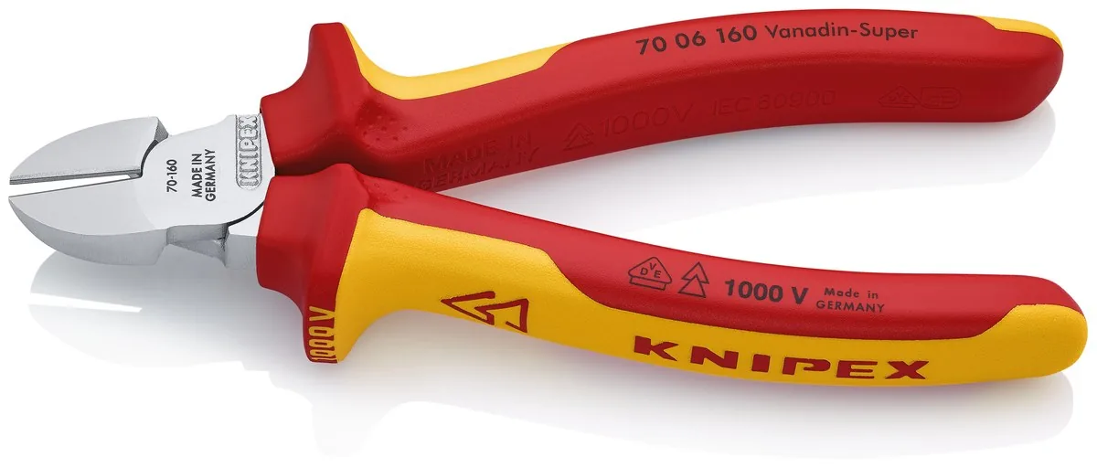 KNIPEX 70 06 160 SB Diagonal Cutter 160 mm chrome-plated insulated with multi-component grips, VDE-tested chrome-plated thumbnail 3