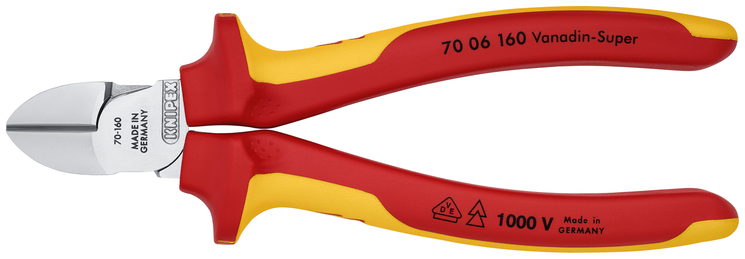 KNIPEX 70 06 160 SB Diagonal Cutter 160 mm chrome-plated insulated with multi-component grips, VDE-tested chrome-plated thumbnail 8