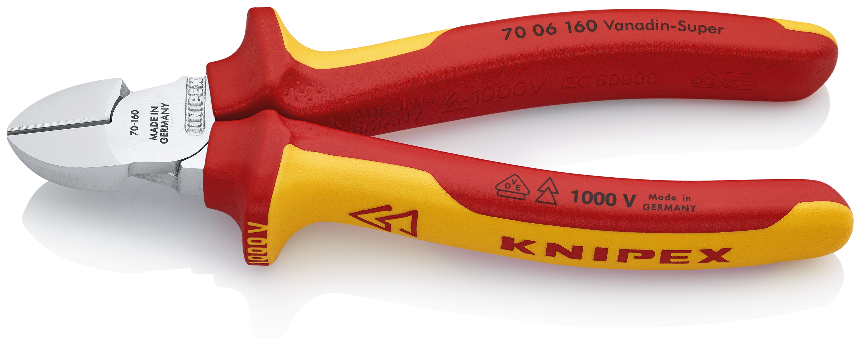 KNIPEX 70 06 160 T BK Diagonal Cutter 160 mm chrome-plated insulated with multi-component grips, VDE-tested with integrated insulated tether attachment point for a tool tether chrome-plated thumbnail 8