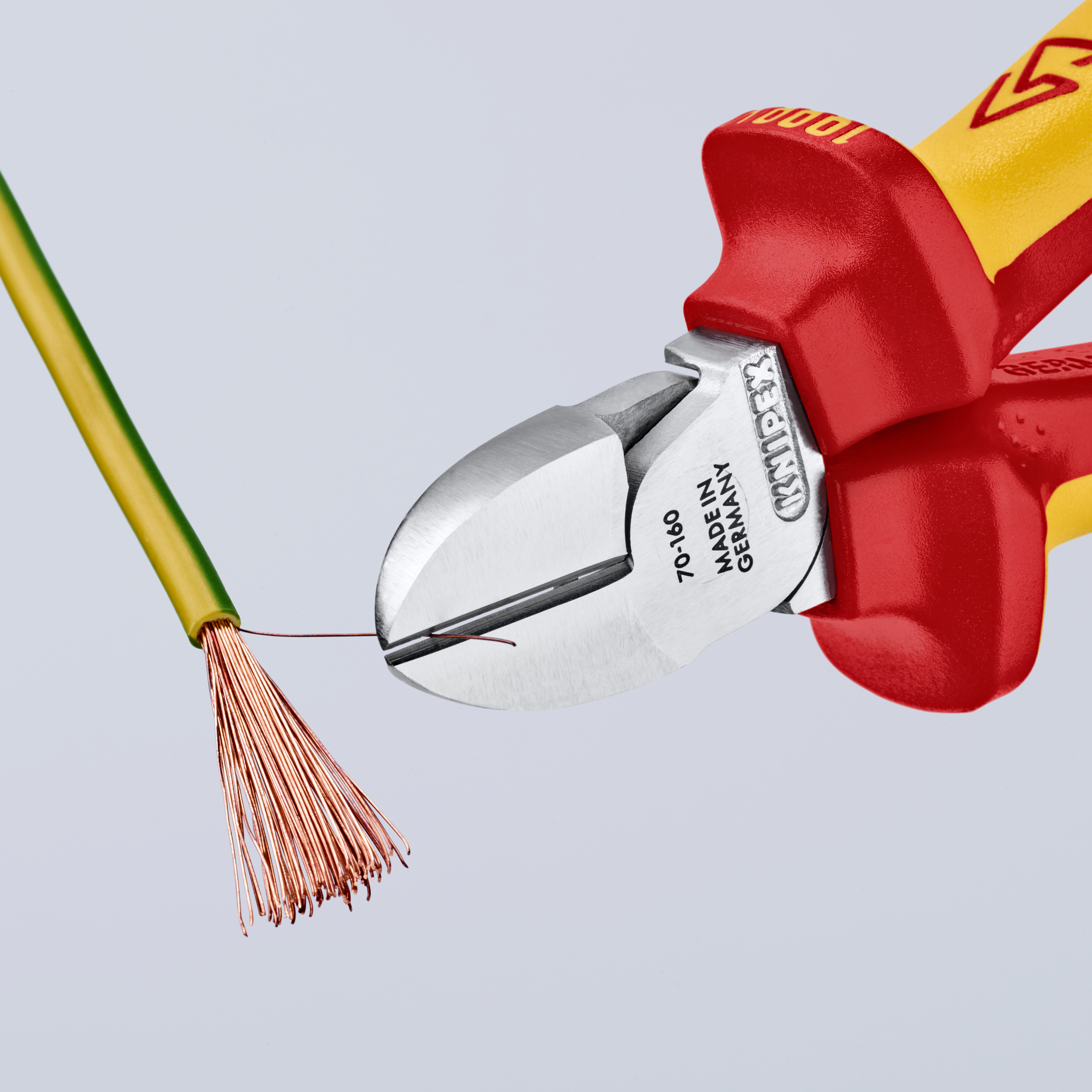 KNIPEX 70 06 160 T BK Diagonal Cutter 160 mm chrome-plated insulated with multi-component grips, VDE-tested with integrated insulated tether attachment point for a tool tether chrome-plated thumbnail 6