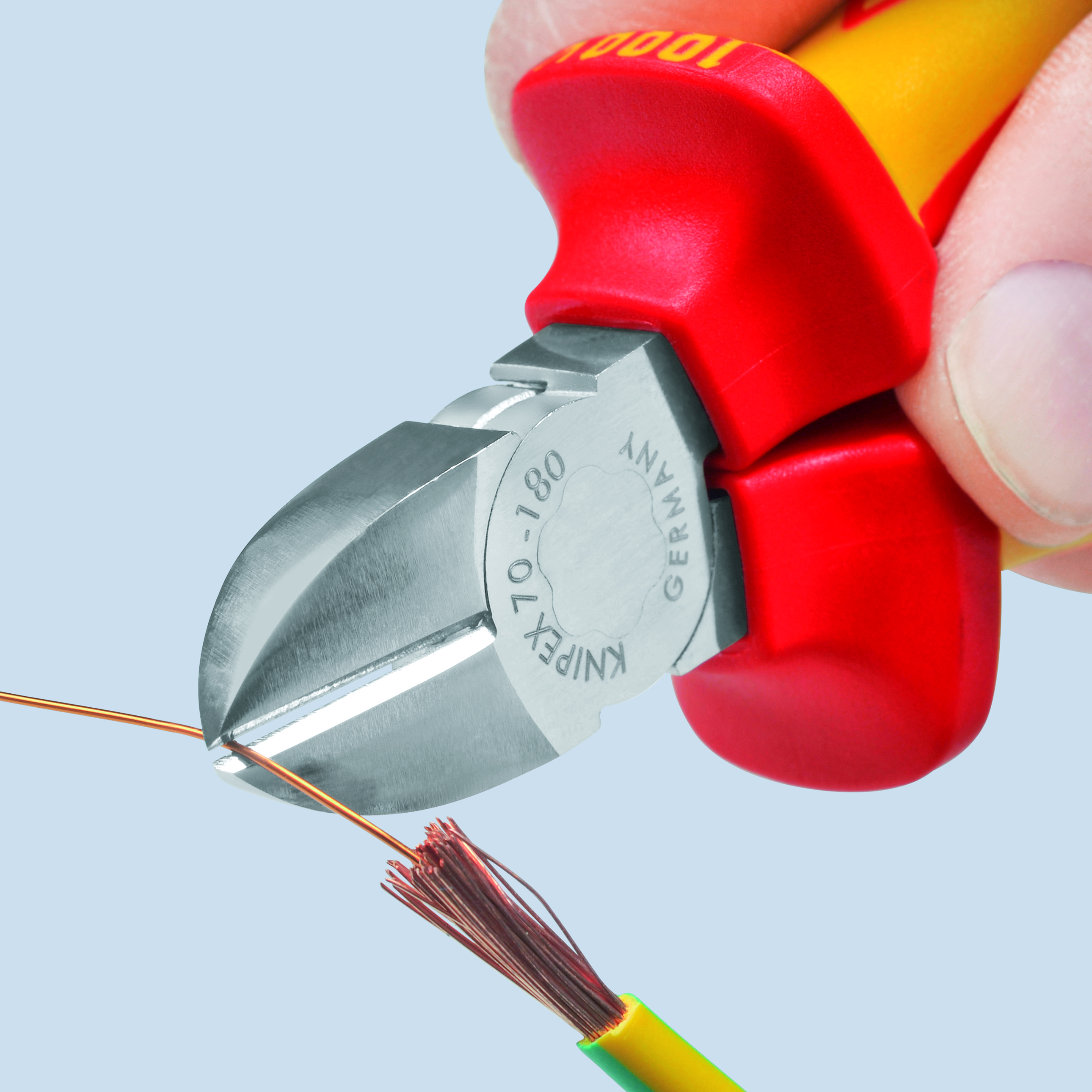 KNIPEX 70 06 180 SB Diagonal Cutter 180 mm chrome-plated insulated with multi-component grips, VDE-tested chrome-plated thumbnail 4