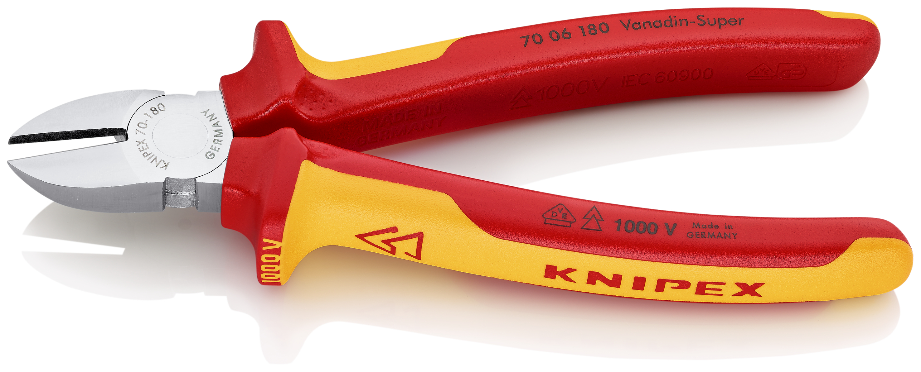 KNIPEX 70 06 180 T BK Diagonal Cutter 180 mm chrome-plated insulated with multi-component grips, VDE-tested with integrated insulated tether attachment point for a tool tether chrome-plated thumbnail 4