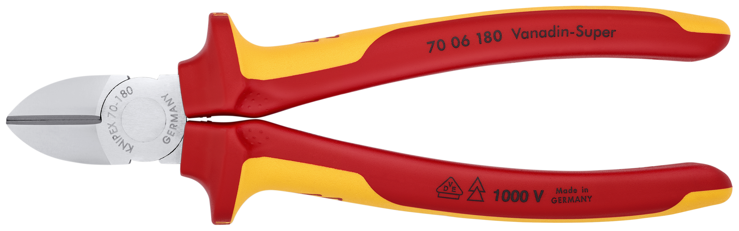 KNIPEX 70 06 180 T BK Diagonal Cutter 180 mm chrome-plated insulated with multi-component grips, VDE-tested with integrated insulated tether attachment point for a tool tether chrome-plated thumbnail 5