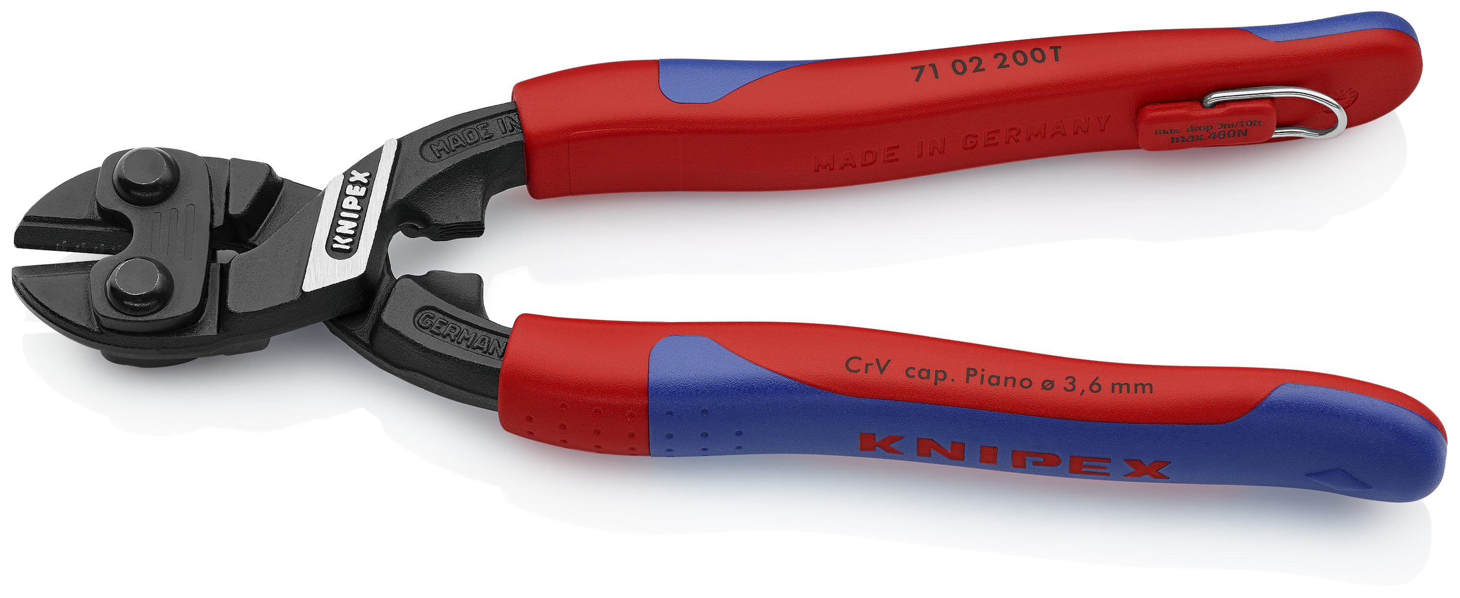 KNIPEX 71 02 200 T BK CoBolt® Compact Bolt Cutter 200 mm black atramentized with slim multi-component grips, with integrated tether attachment point for a tool tether thumbnail 2