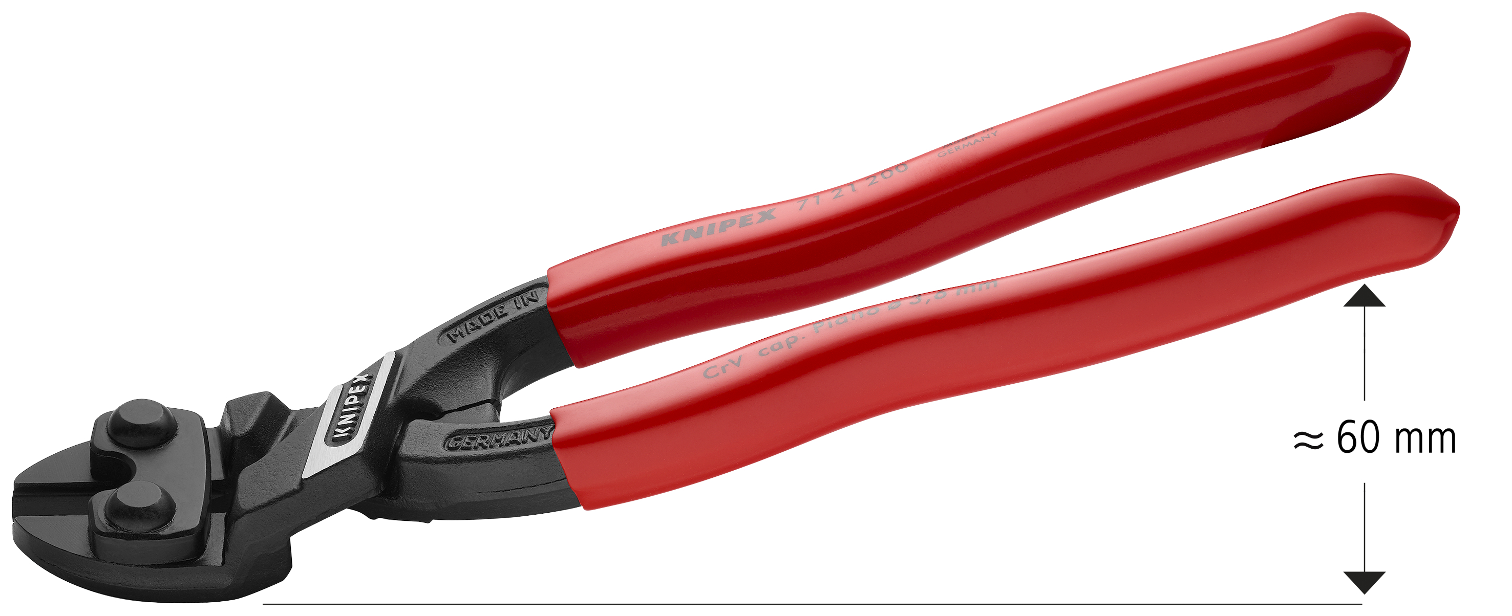 KNIPEX 71 21 200 SB CoBolt® Compact Bolt Cutter 200 mm black atramentized with plastic coating thumbnail 6