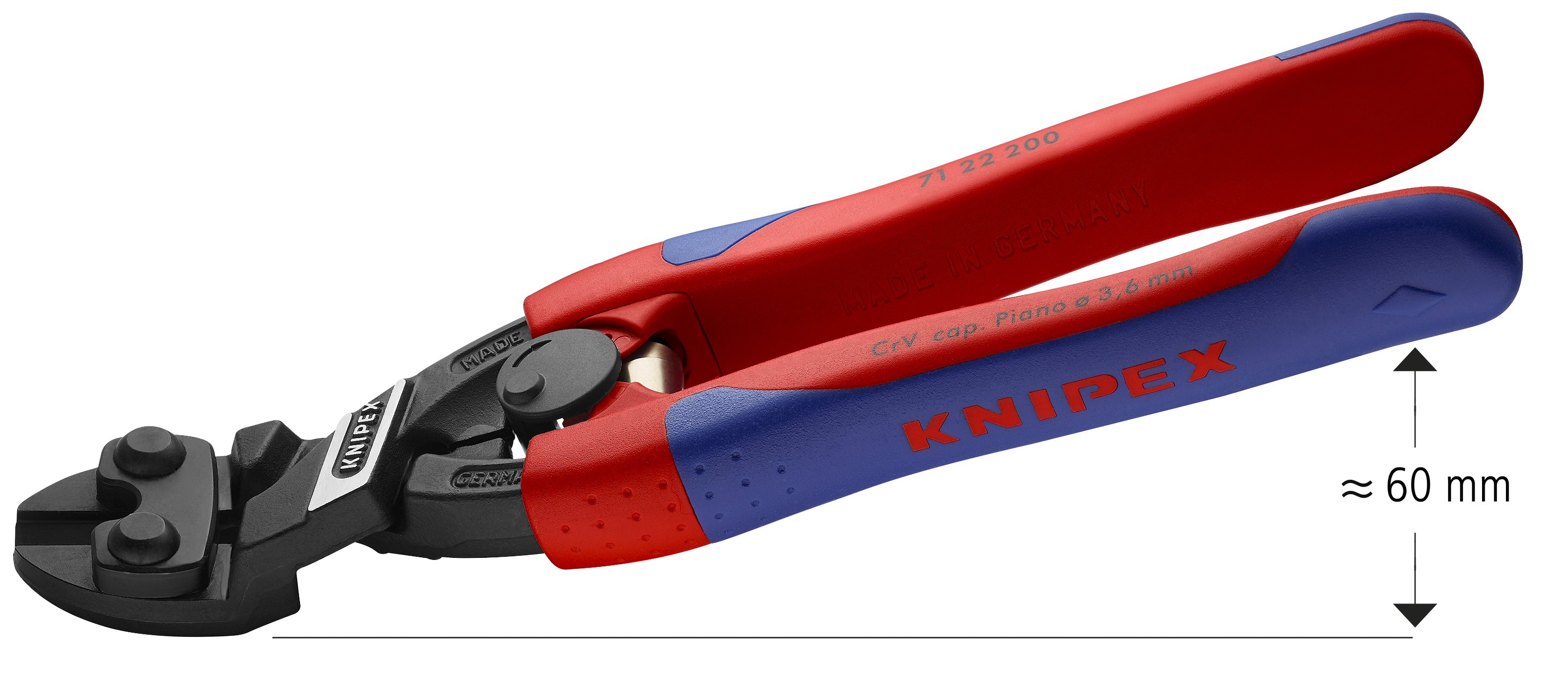 KNIPEX 71 22 200 T BK CoBolt® Compact Bolt Cutter 200 mm black atramentized with slim multi-component grips, with integrated tether attachment point for a tool tether thumbnail 8
