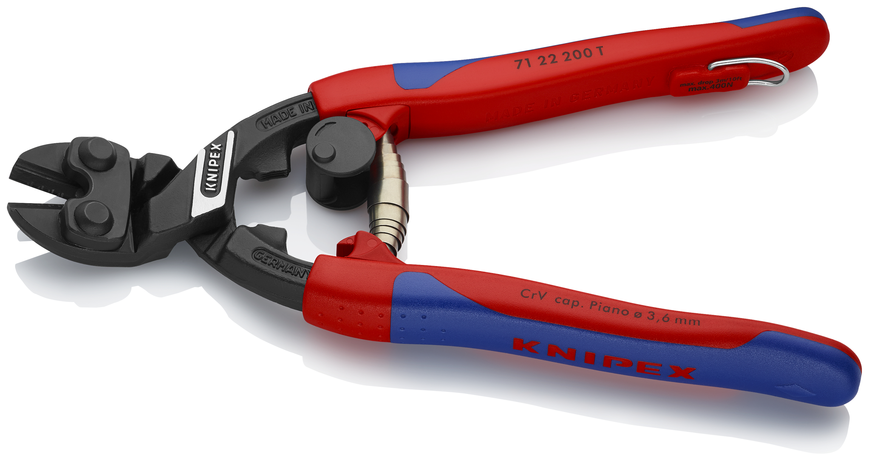 KNIPEX 71 22 200 T CoBolt® Compact Bolt Cutter 200 mm black atramentized with slim multi-component grips, with integrated tether attachment point for a tool tether thumbnail 5