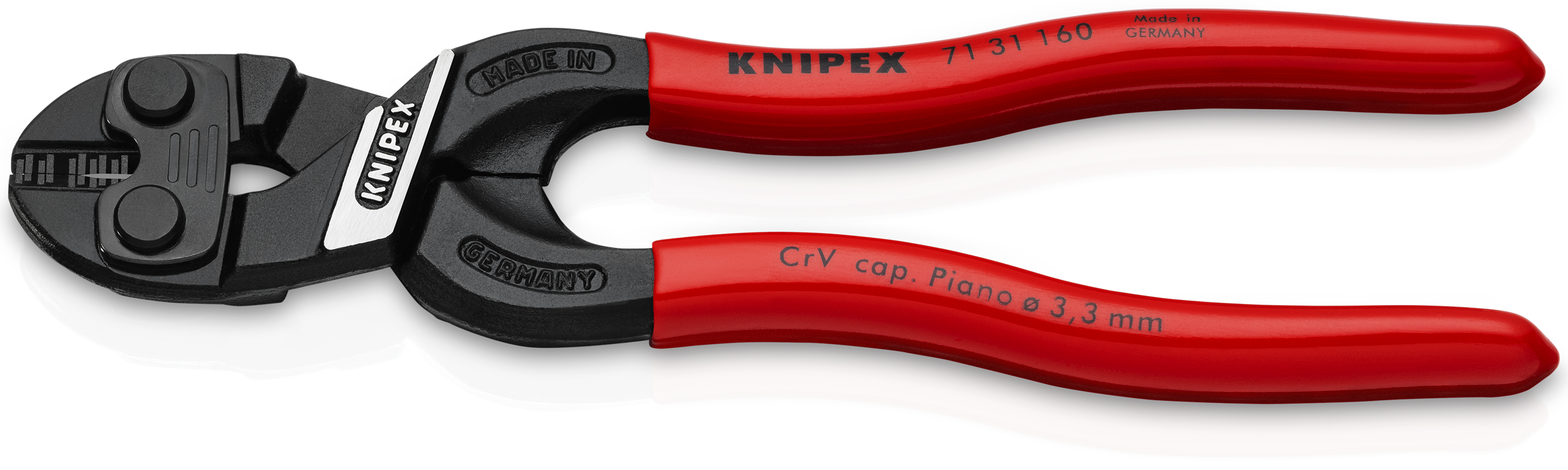 KNIPEX 71 31 160 SB CoBolt® S Compact Bolt Cutters with recess in the cutting edge 160 mm black atramentized with plastic coating