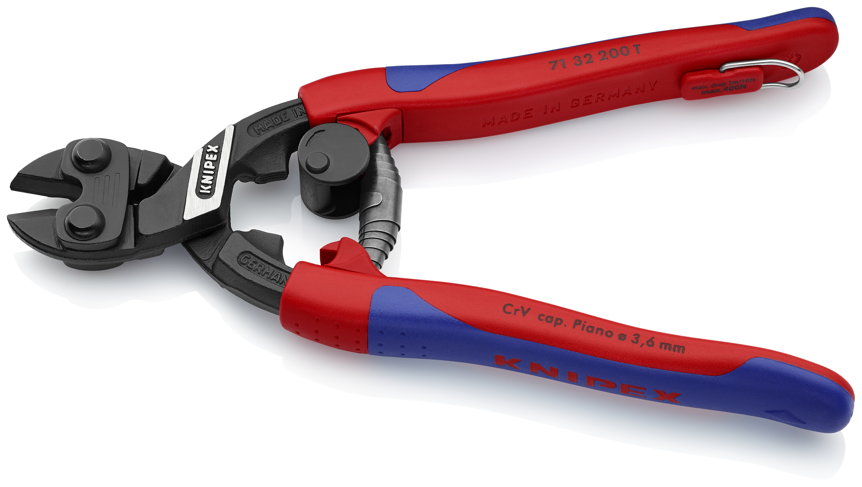 KNIPEX 71 32 200 T BK CoBolt® Compact Bolt Cutter 200 mm black atramentized with slim multi-component grips, with integrated tether attachment point for a tool tether thumbnail 2
