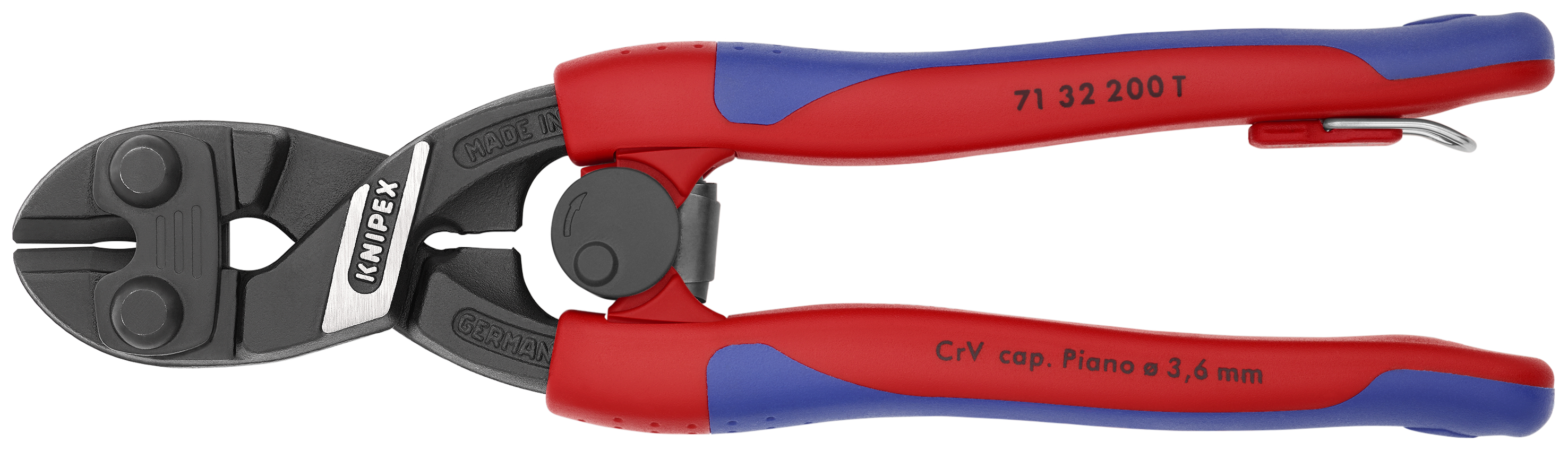 KNIPEX 71 32 200 T CoBolt® Compact Bolt Cutter 200 mm black atramentized with slim multi-component grips, with integrated tether attachment point for a tool tether thumbnail 4