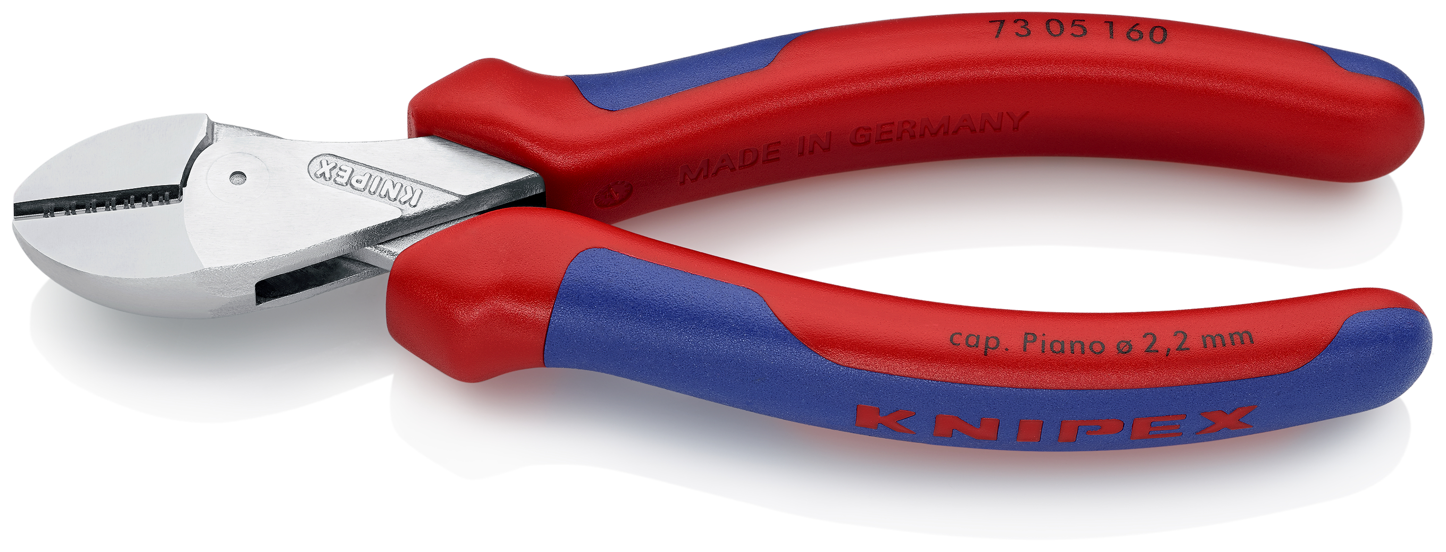 KNIPEX 73 05 160 SB X-Cut® Compact Diagonal Cutter high lever transmission 160 mm chrome-plated with multi-component handles chrome-plated