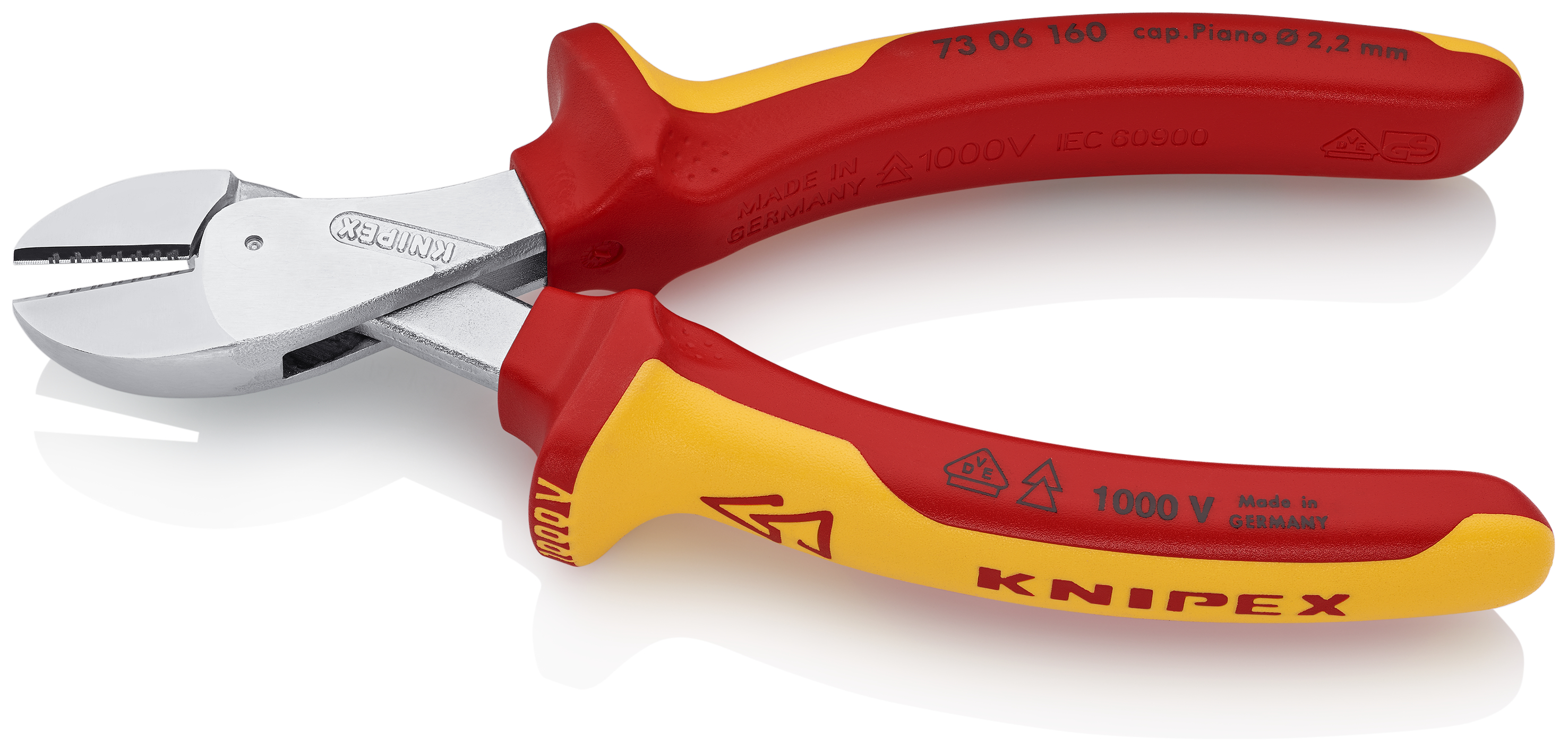 KNIPEX 73 06 160 SB X-Cut® Compact Diagonal Cutter high lever transmission 160 mm chrome-plated insulated with multi-component grips, VDE-tested chrome-plated thumbnail 2