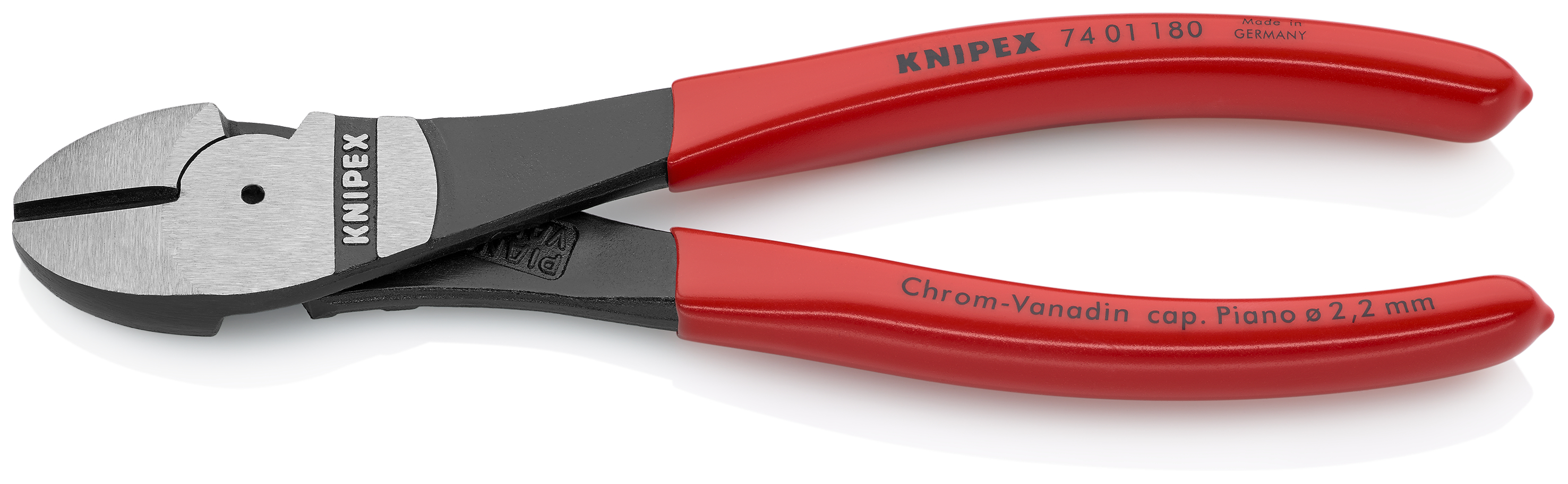 KNIPEX 74 01 180 SB High Leverage Diagonal Cutter 180 mm black atramentized with plastic coating polished