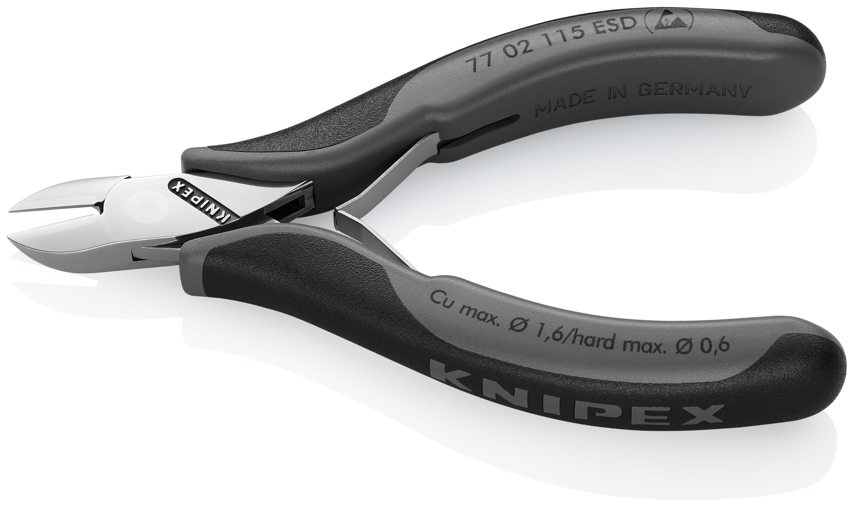 KNIPEX 77 02 115 ESD Electronics Diagonal Cutters ESD with box joint 117 mm with multi-component handles mirror polished thumbnail 3