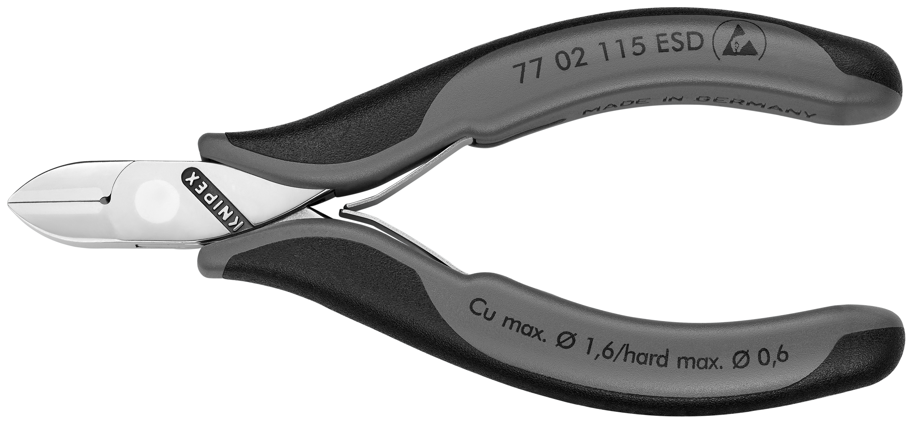 KNIPEX 77 02 115 ESD Electronics Diagonal Cutters ESD with box joint 117 mm with multi-component handles mirror polished thumbnail 4