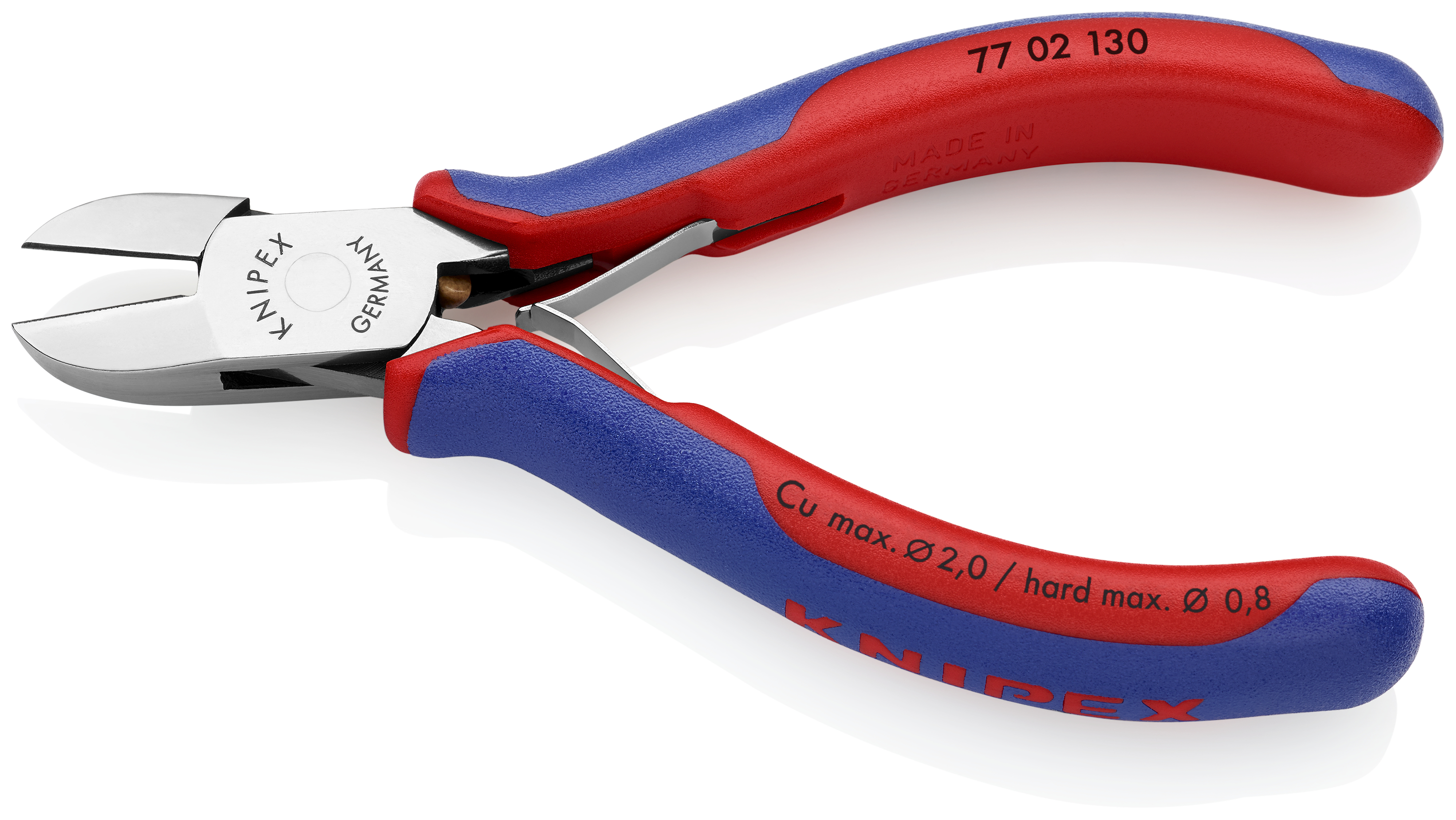 KNIPEX 77 02 130 SB Electronics Diagonal Cutter with box joint 130 mm with multi-component handles mirror polished thumbnail 2