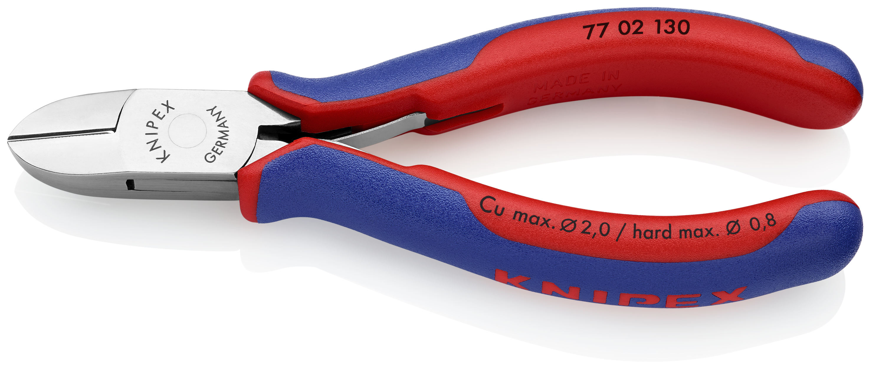 KNIPEX 77 02 130 Electronics Diagonal Cutter with box joint 130 mm with multi-component handles mirror polished