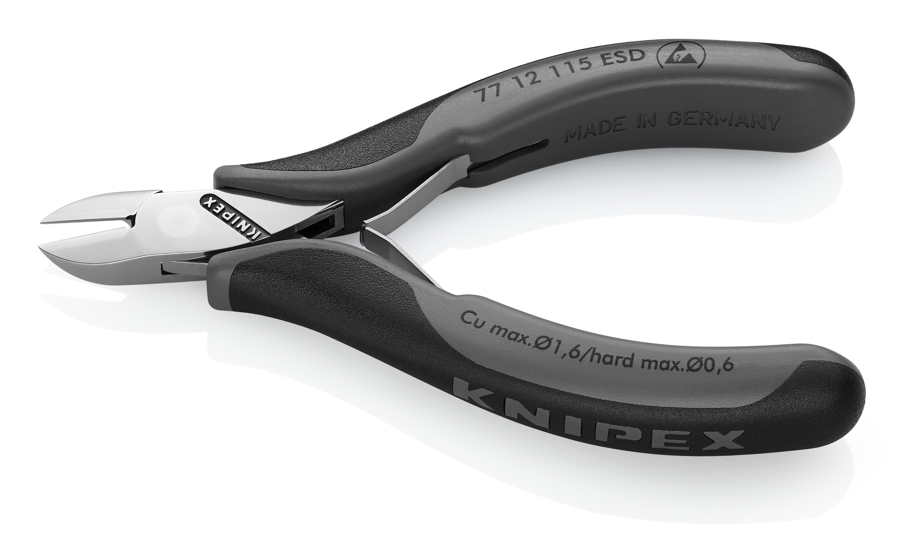 KNIPEX 77 12 115 ESDSB Electronics Diagonal Cutters ESD with box joint 115 mm with multi-component handles mirror polished thumbnail 4