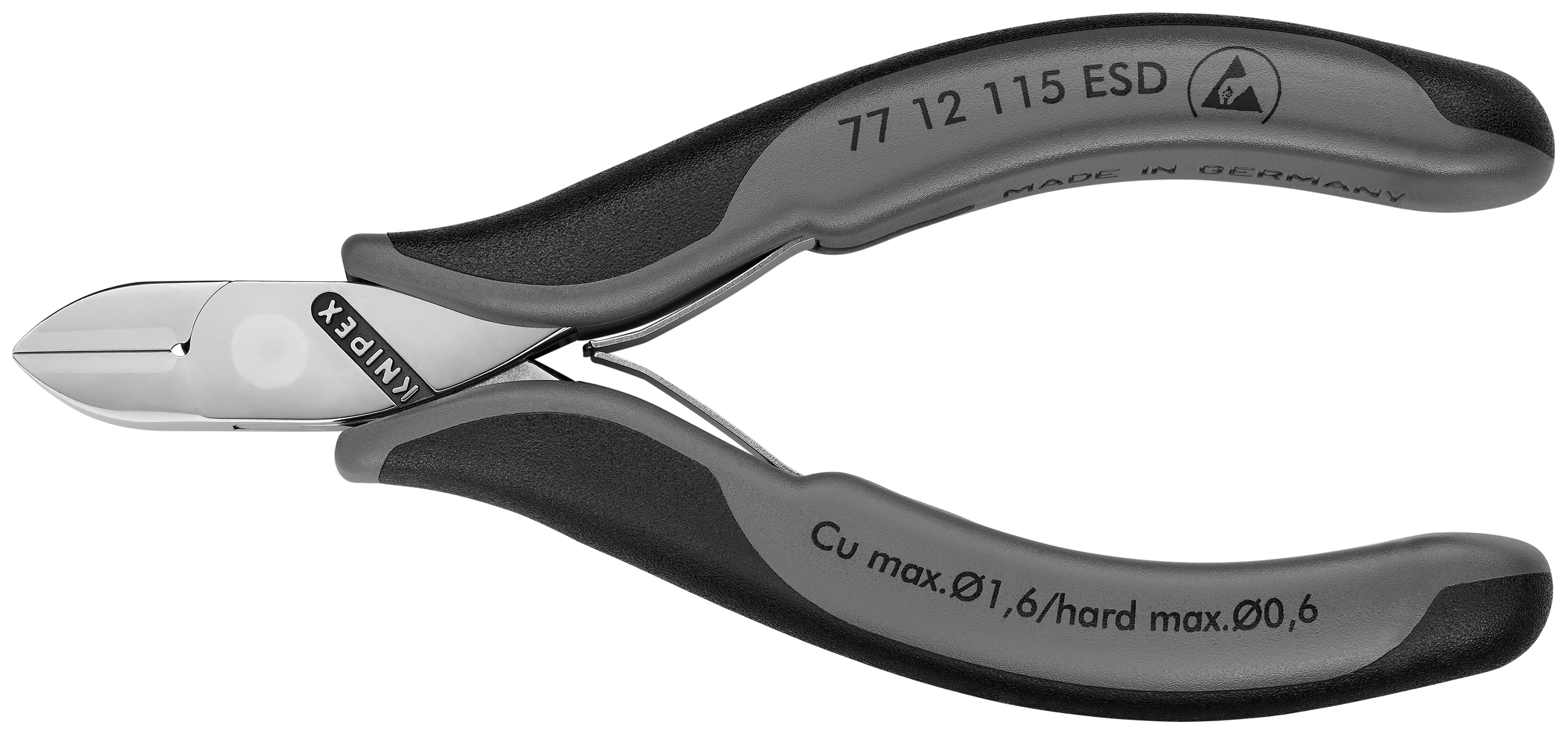 KNIPEX 77 12 115 ESDSB Electronics Diagonal Cutters ESD with box joint 115 mm with multi-component handles mirror polished thumbnail 5