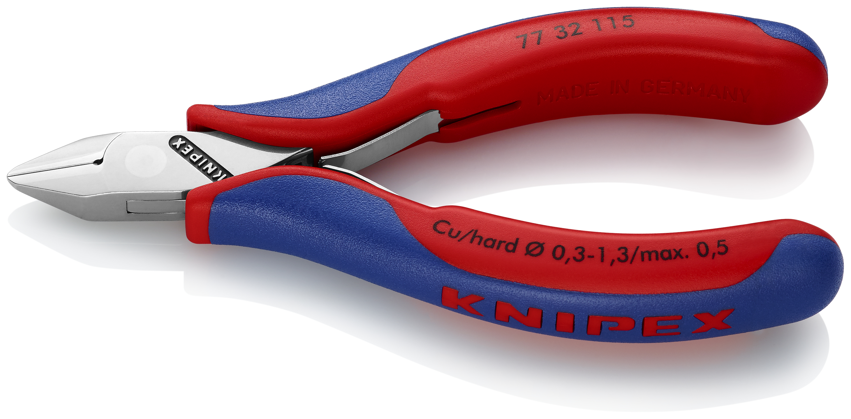 KNIPEX 77 32 115 Electronics Diagonal Cutter with box joint 115 mm with multi-component handles mirror polished